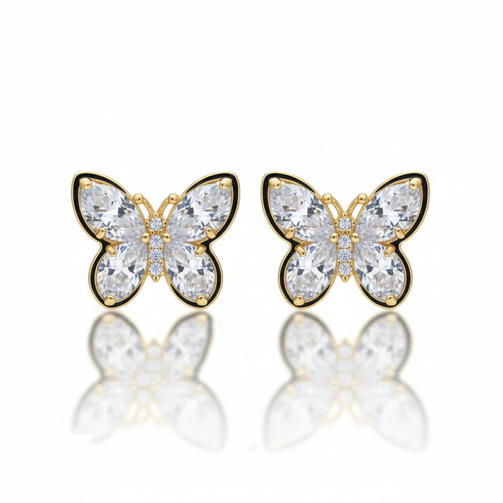 Graceful Papillon Cubic Zirconia Post Ear Studs GWE -130