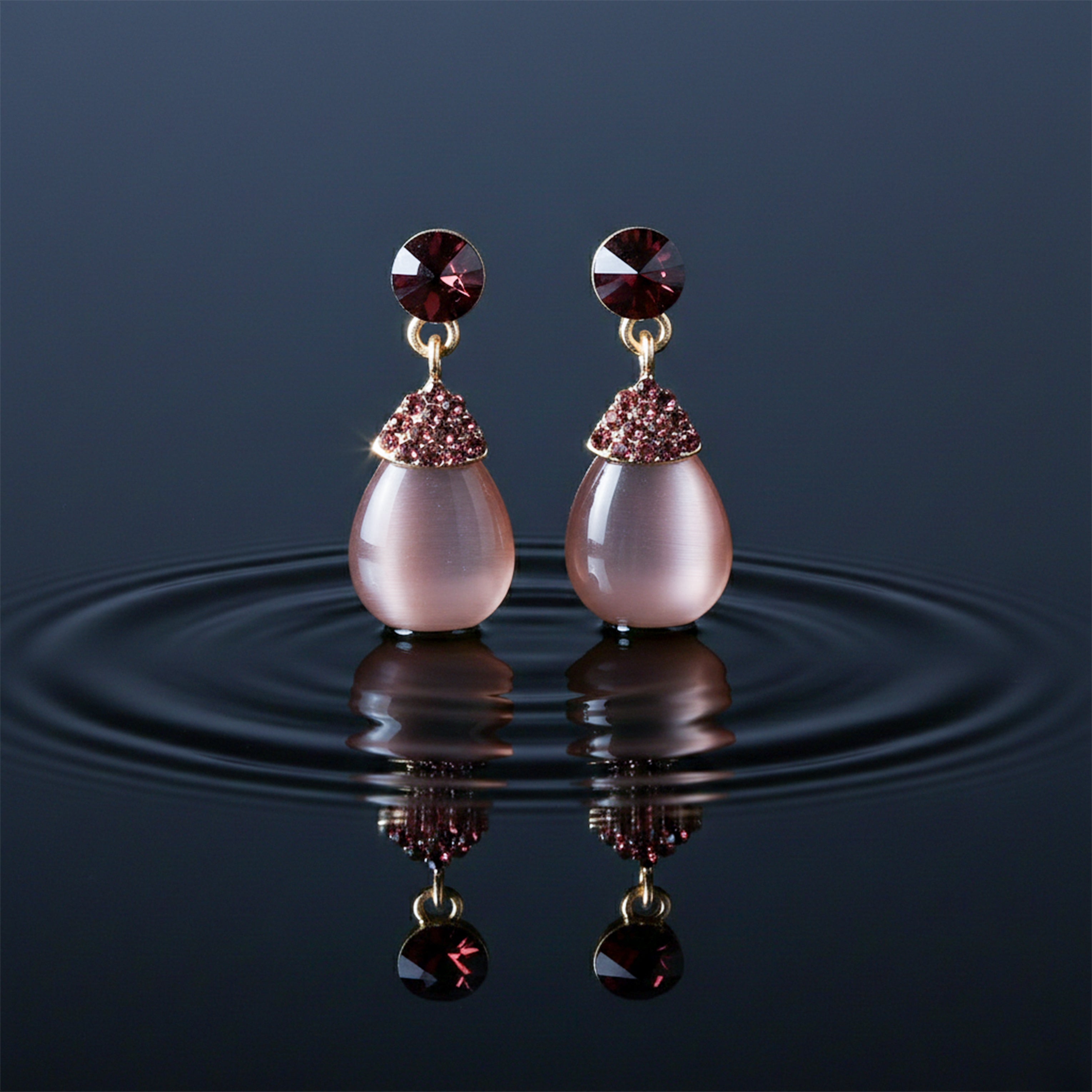 Gold Smoky Teardrop Crystal Stud Earrings for women - Finora Jewels