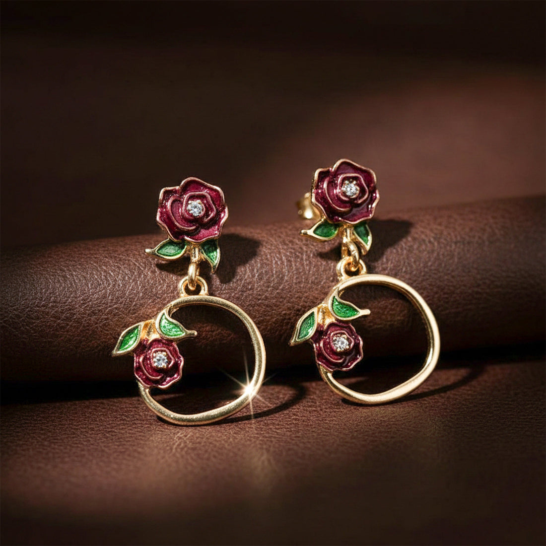 Floral Hoop Drop Stud Earrings for women in Gold - Finora Jewels