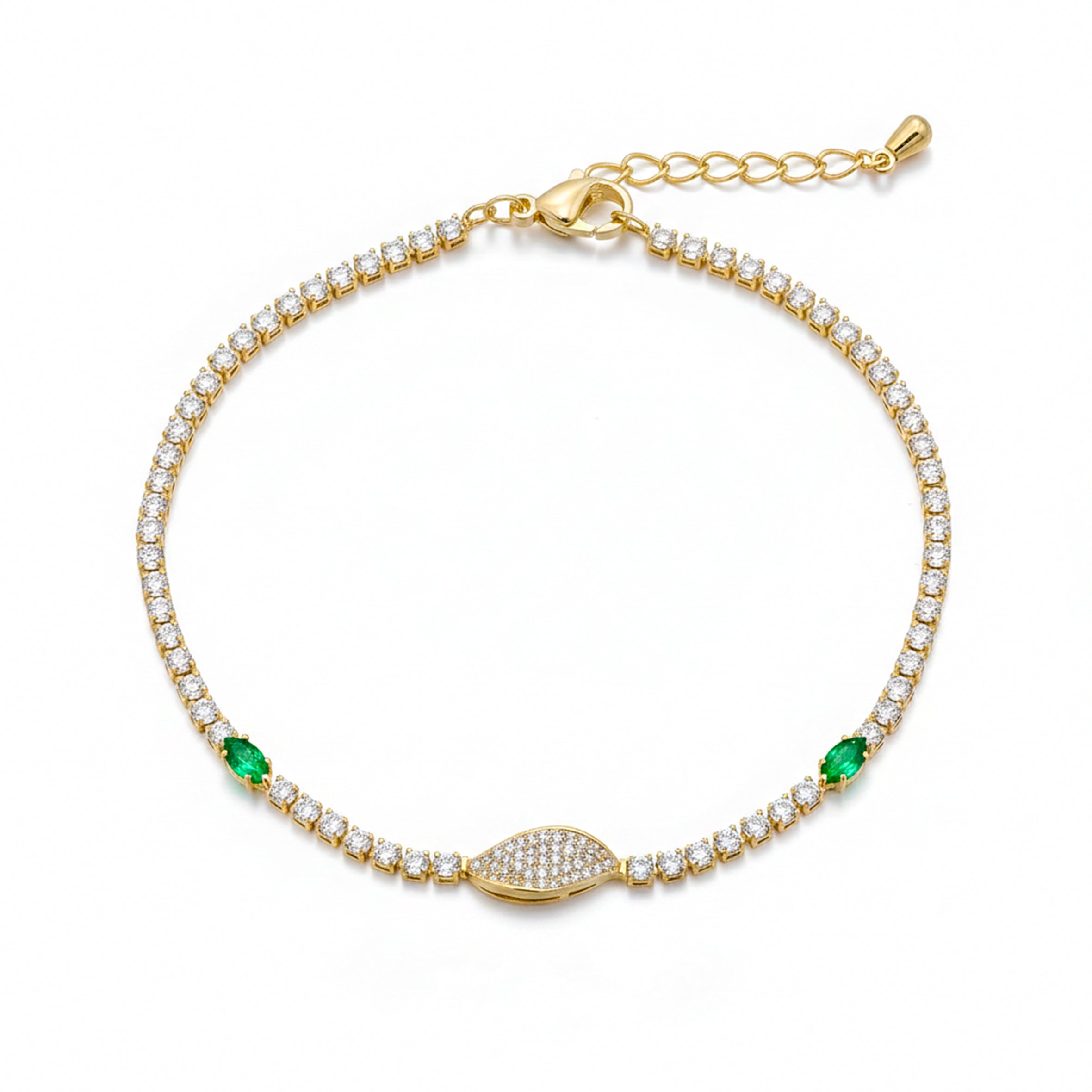 Emerald Accent Tennis Bracelet for women in Gold - Finora Jewels