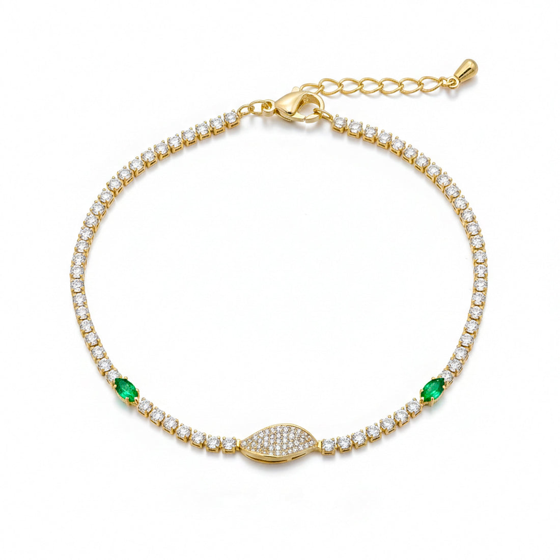 Emerald Accent Tennis Bracelet for women in Gold - Finora Jewels