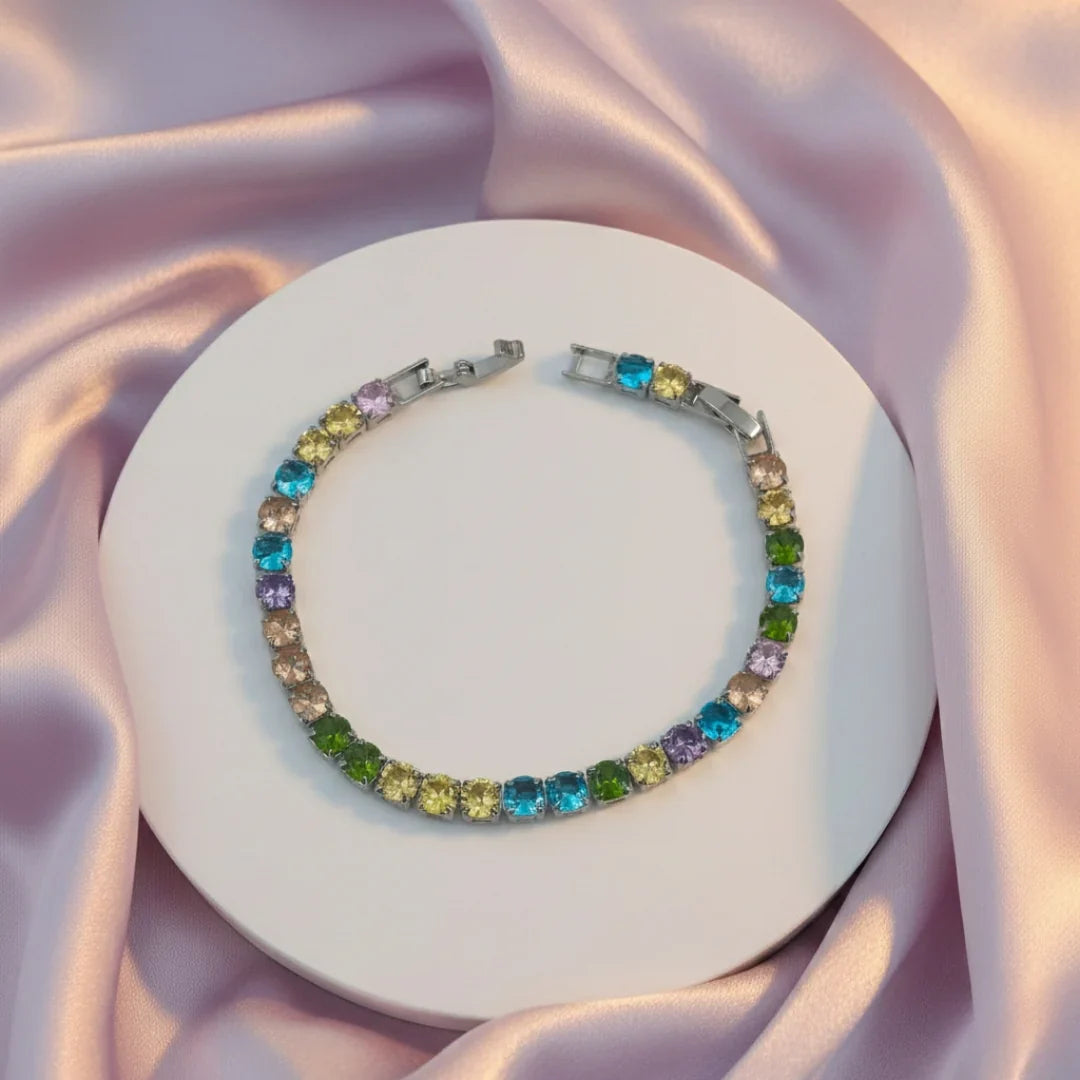 Women Bracelet Multicolour Big Diamond Tennis Silver jewellery - Finora Jewels