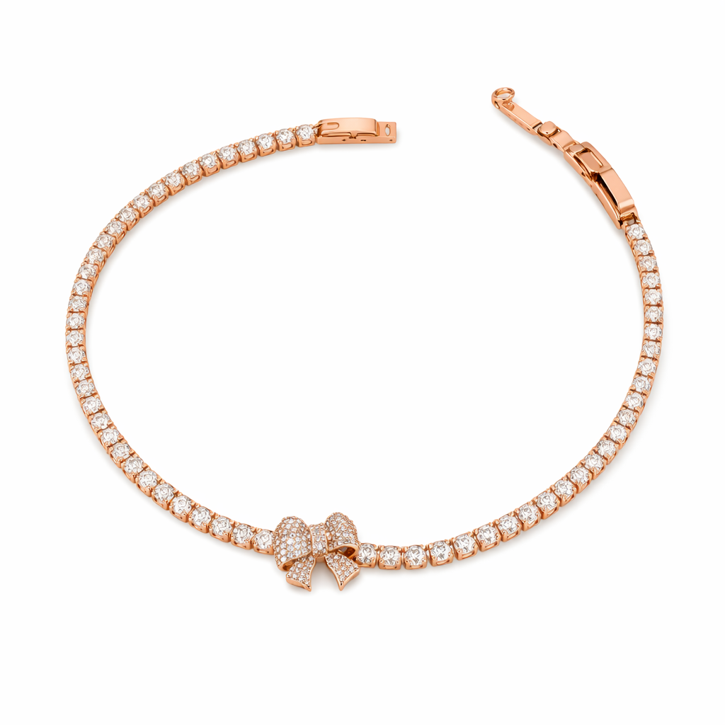 Bowknot Tennis Bracelet for women in Rose Gold - Finora Jewels