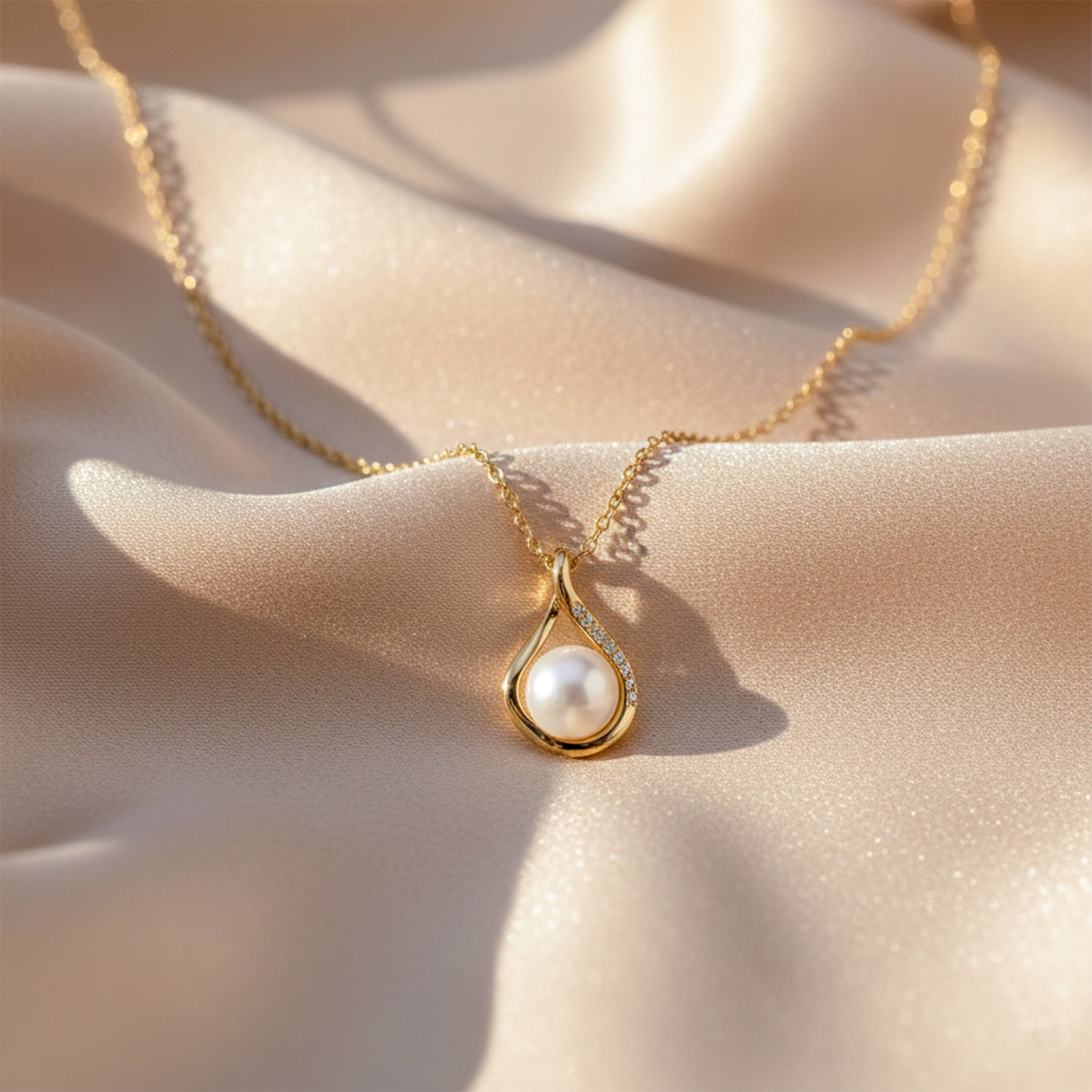 Women Necklace Pearl Drop Gold jewellery - Finora Jewels