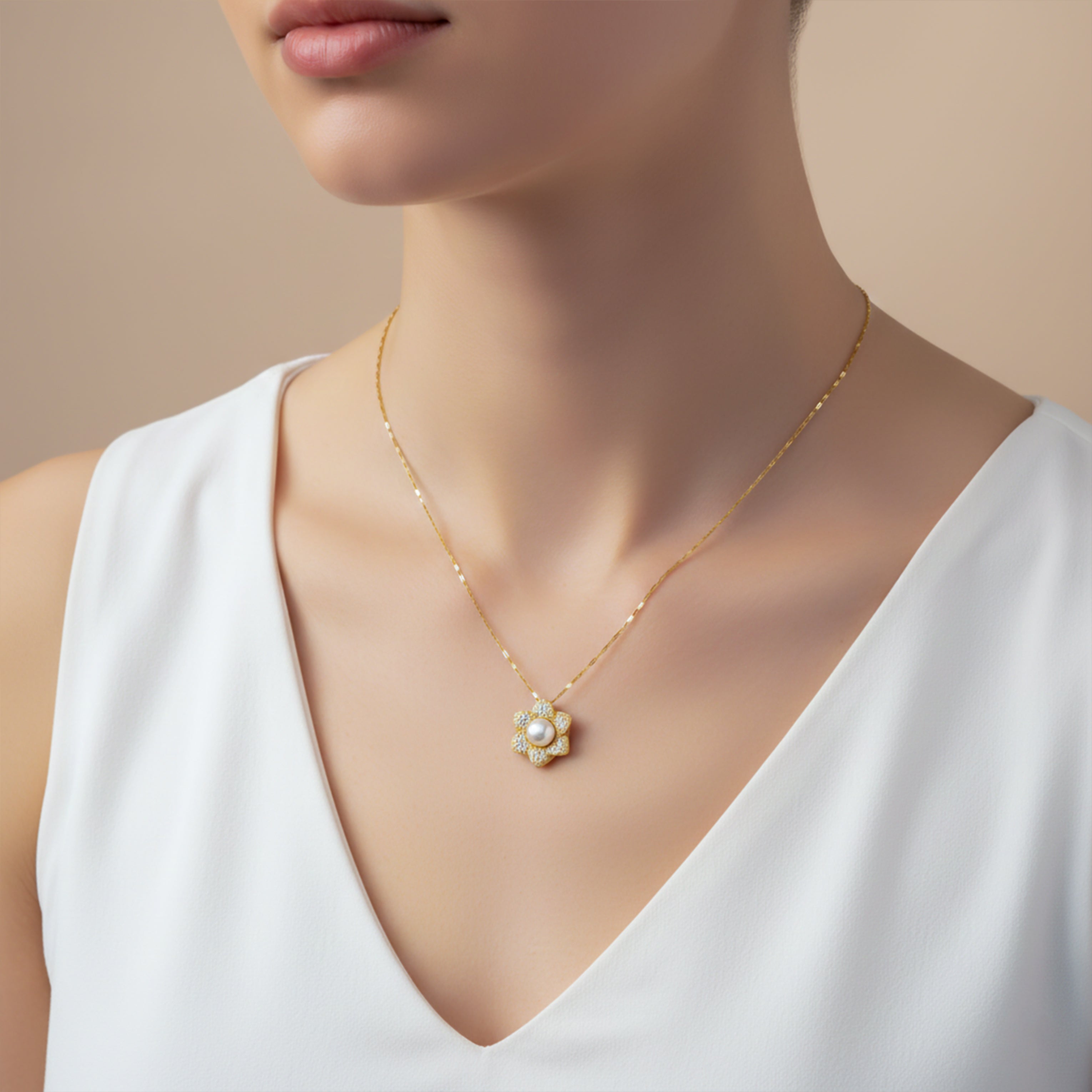 Women Necklace Floral Gold jewellery - Finora Jewels