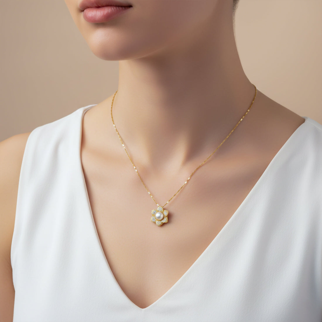 Women Necklace Floral Gold jewellery - Finora Jewels
