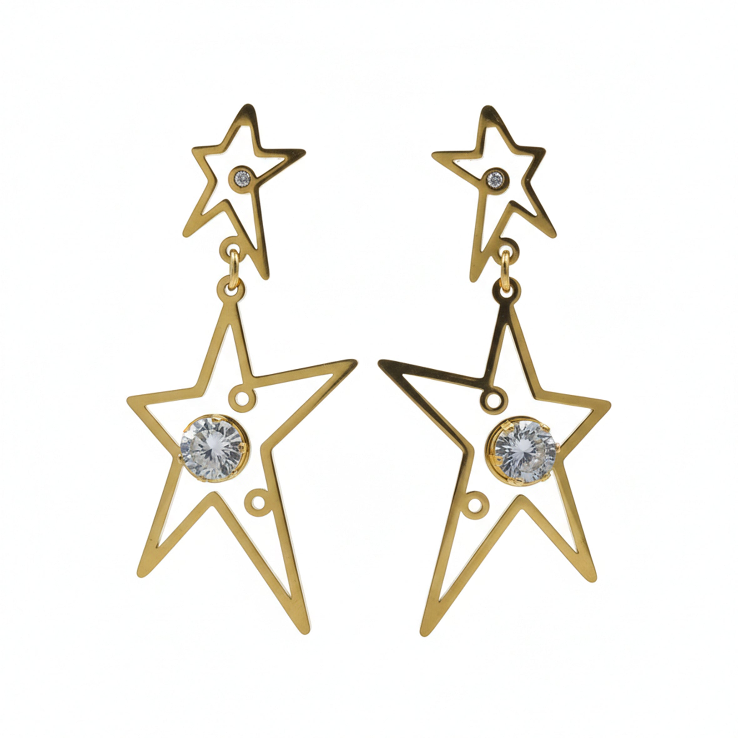 Celestial Star Drop Stud Earrings for women in Gold - Finora Jewels