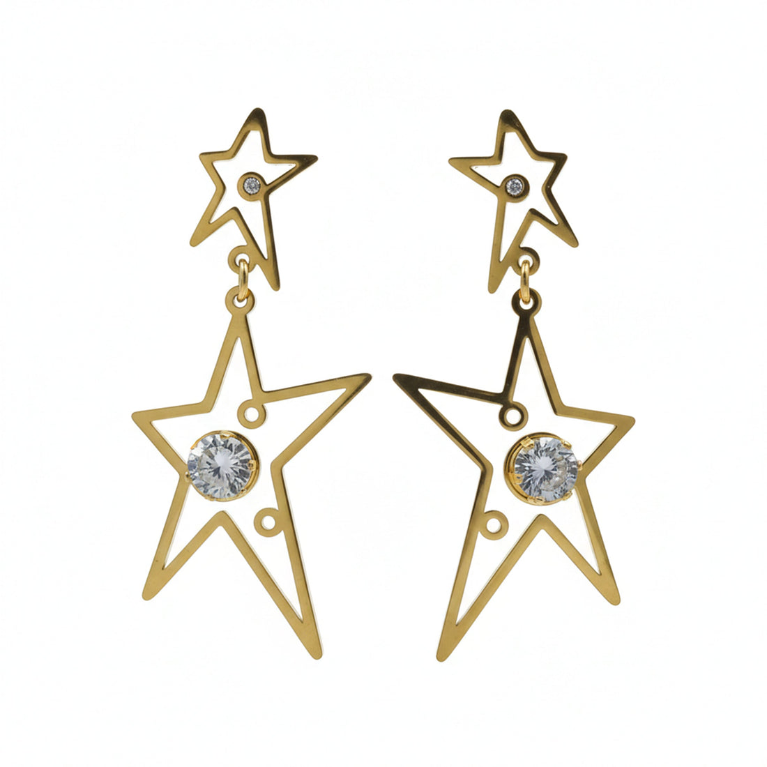 Celestial Star Drop Stud Earrings for women in Gold - Finora Jewels