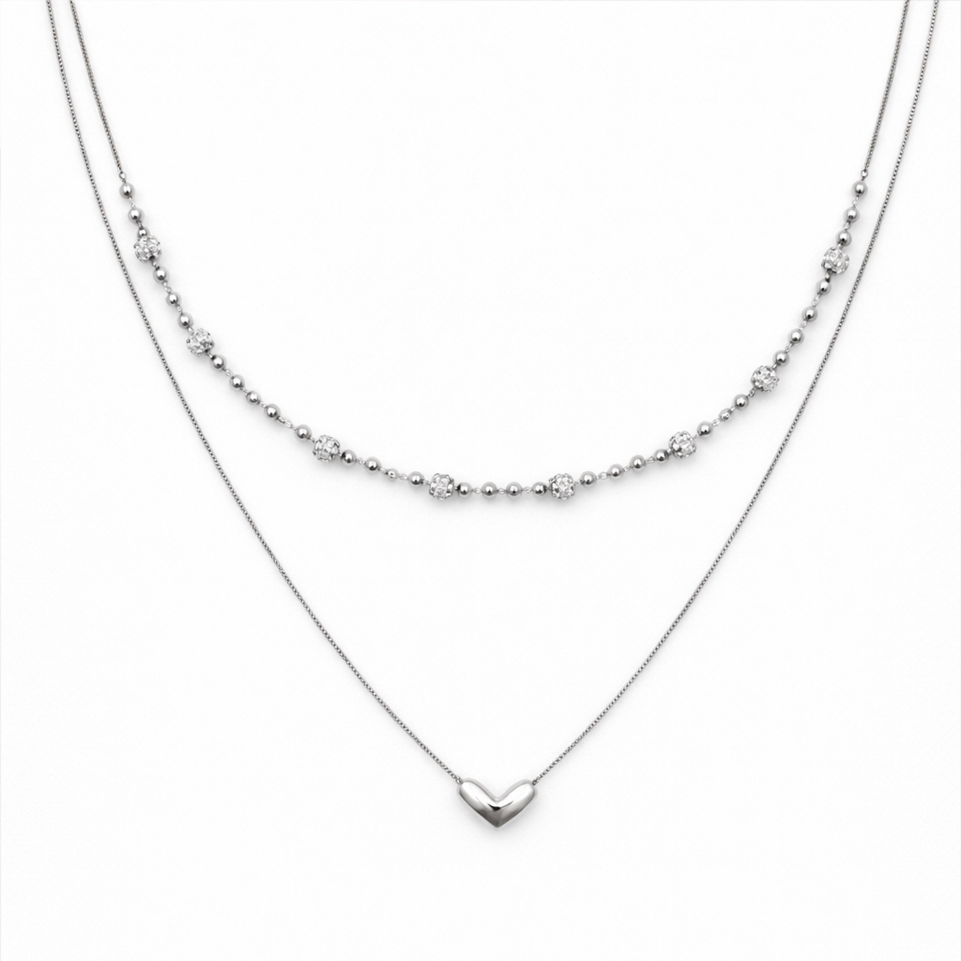Silver Tiered Love & Spark Bead-Set Link Set GWN -64