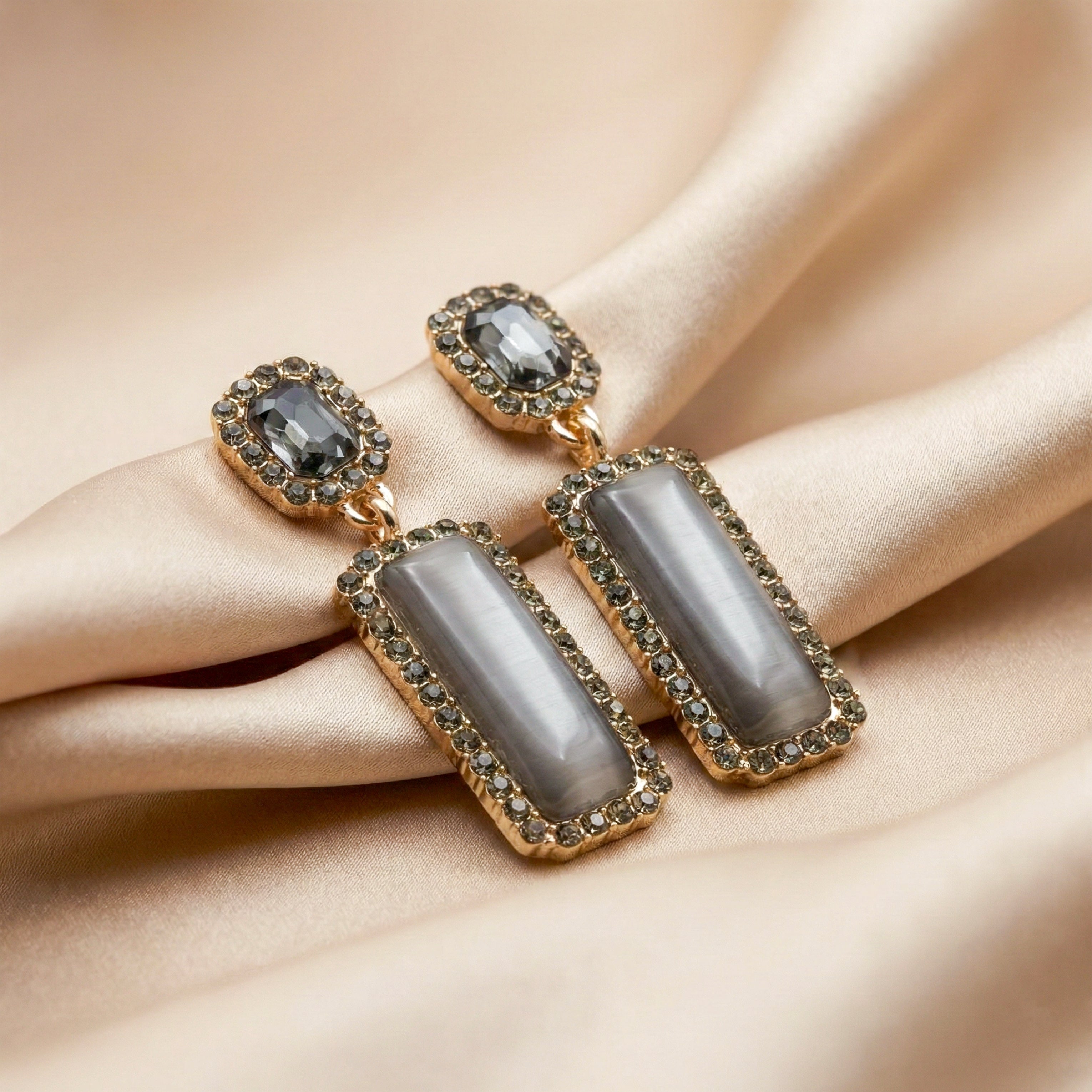 Women Stud Earrings Rectangular Drop Gold jewellery - Finora Jewels