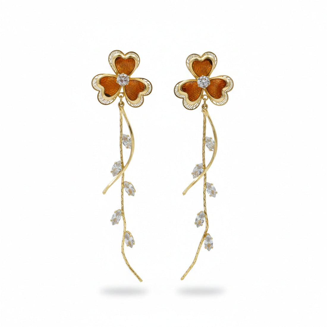 Women Stud Earrings Vine Drop Gold jewellery - Finora Jewels