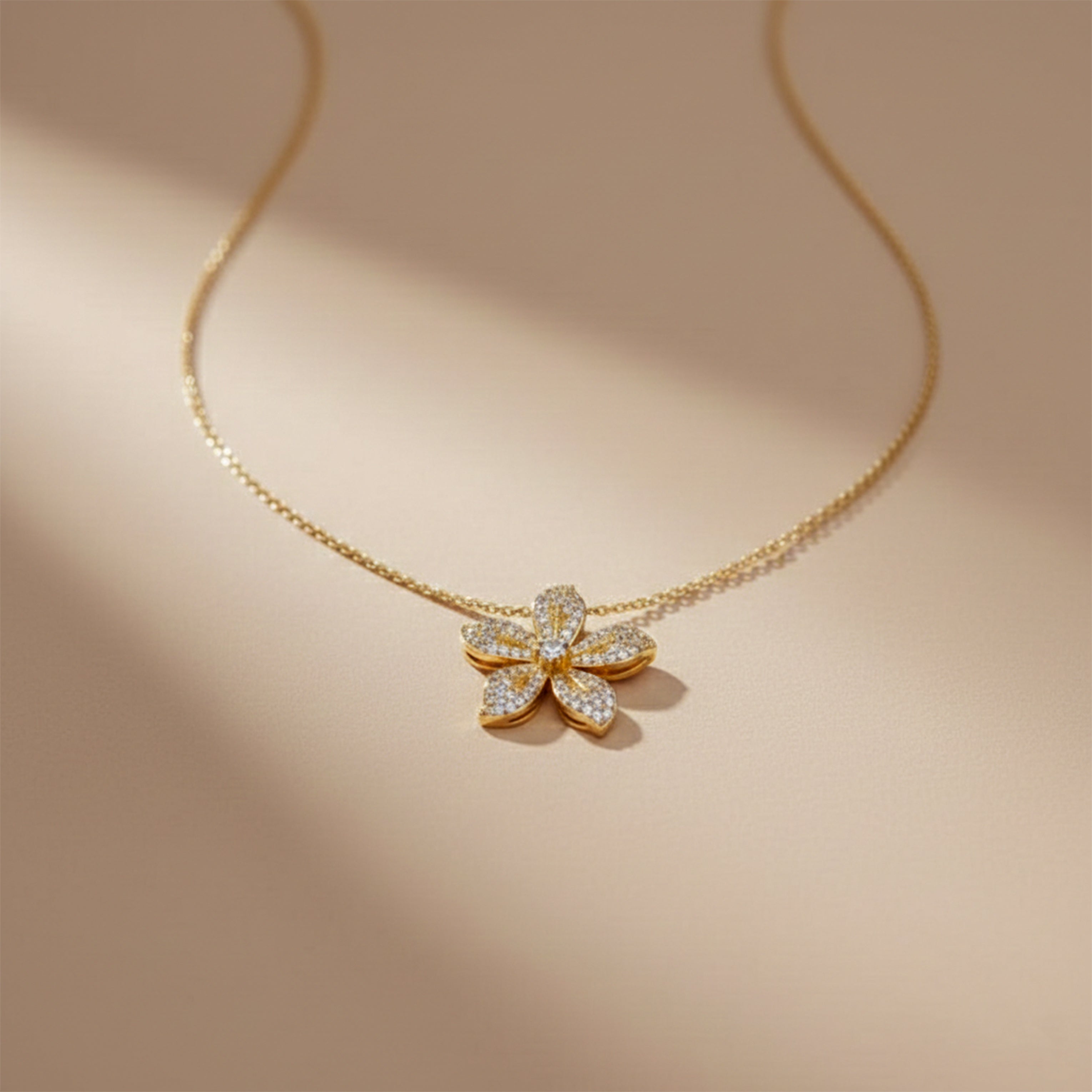 Women Necklace Brilliant Crystal Flower Statement Gold jewellery - Finora Jewels