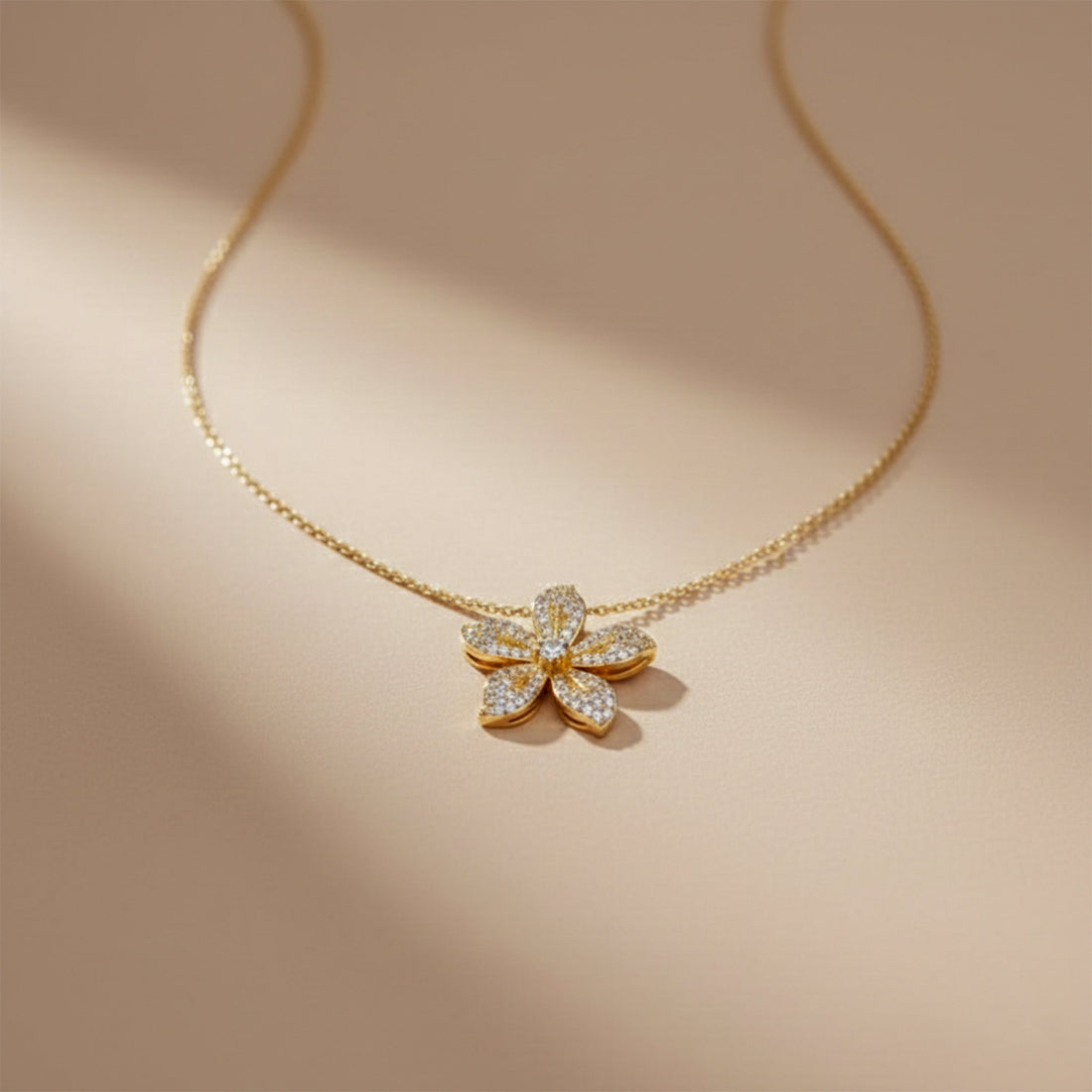 Women Necklace Brilliant Crystal Flower Statement Gold jewellery - Finora Jewels