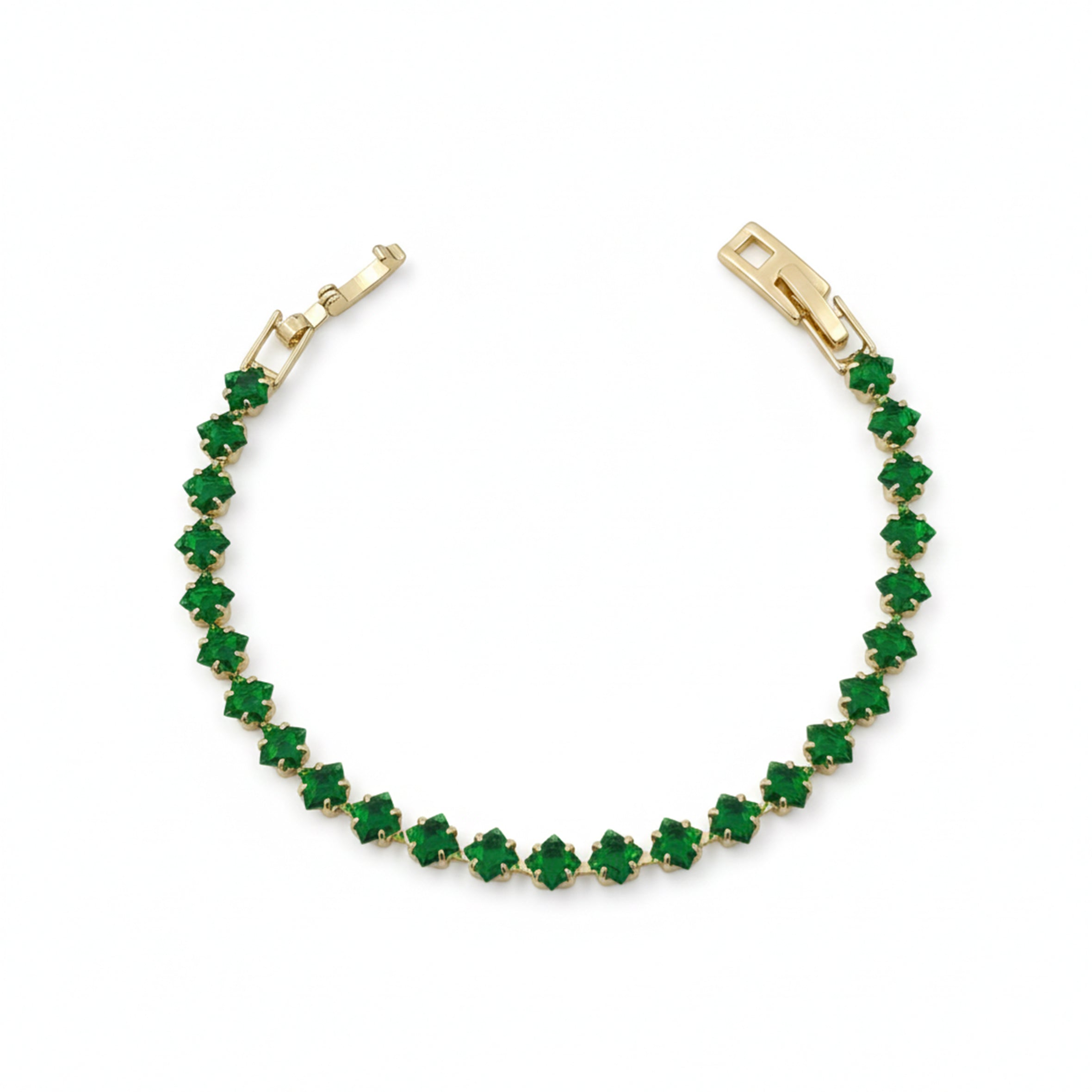 Emerald Clover Tennis Bracelet for women in Gold - Finora Jewels
