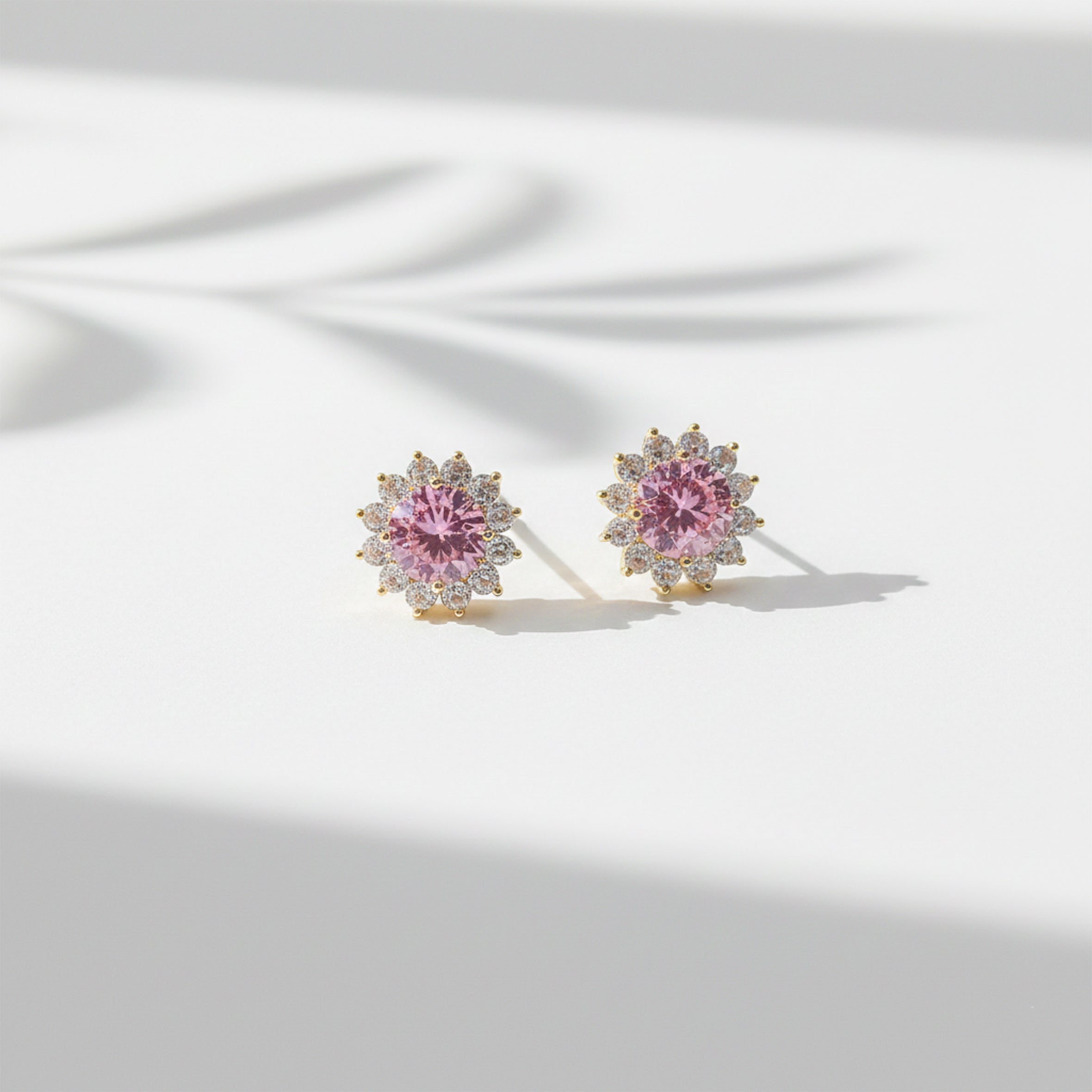 Blush Halo Stud Stud Earrings for women in Gold - Finora Jewels