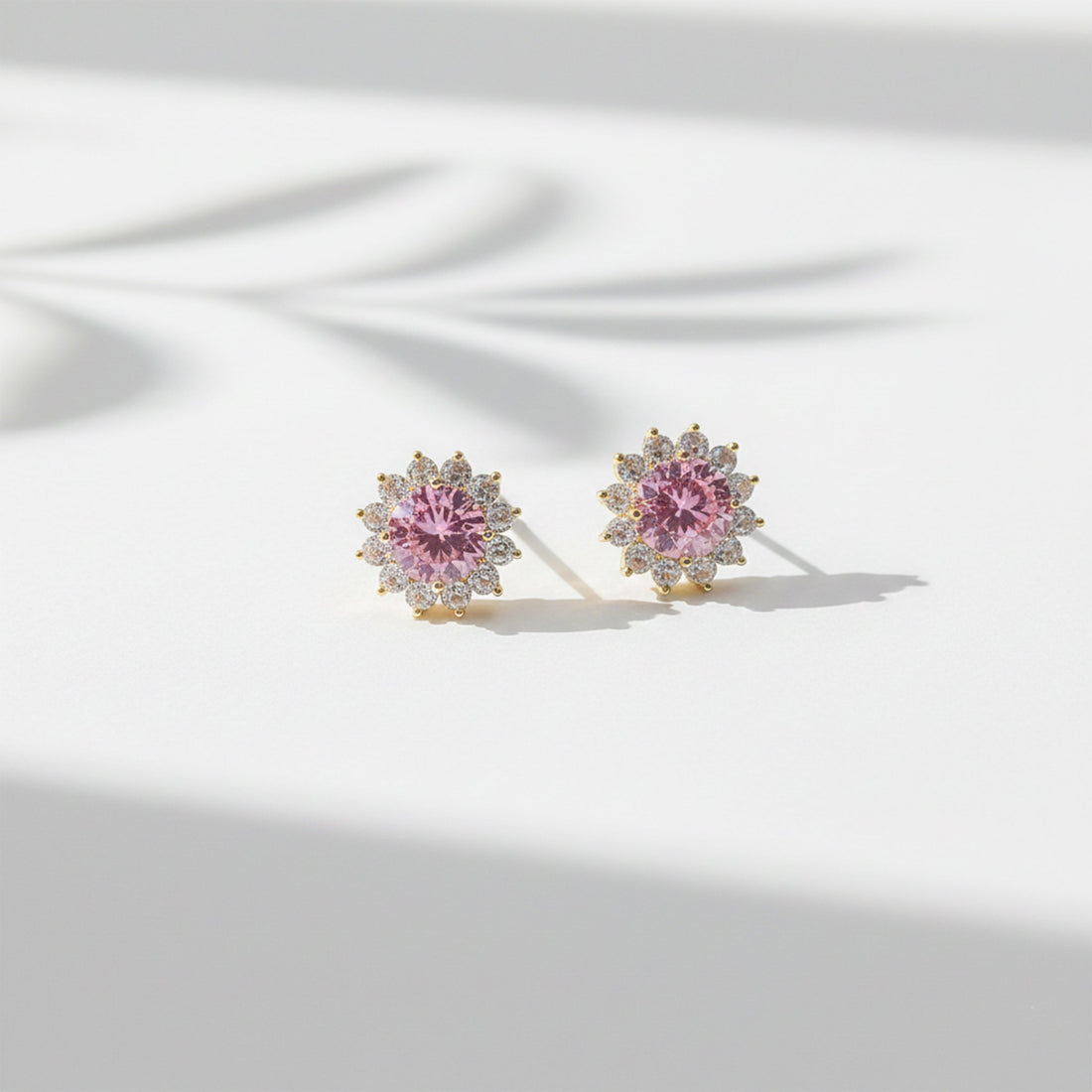 Blush Halo Stud Stud Earrings for women in Gold - Finora Jewels