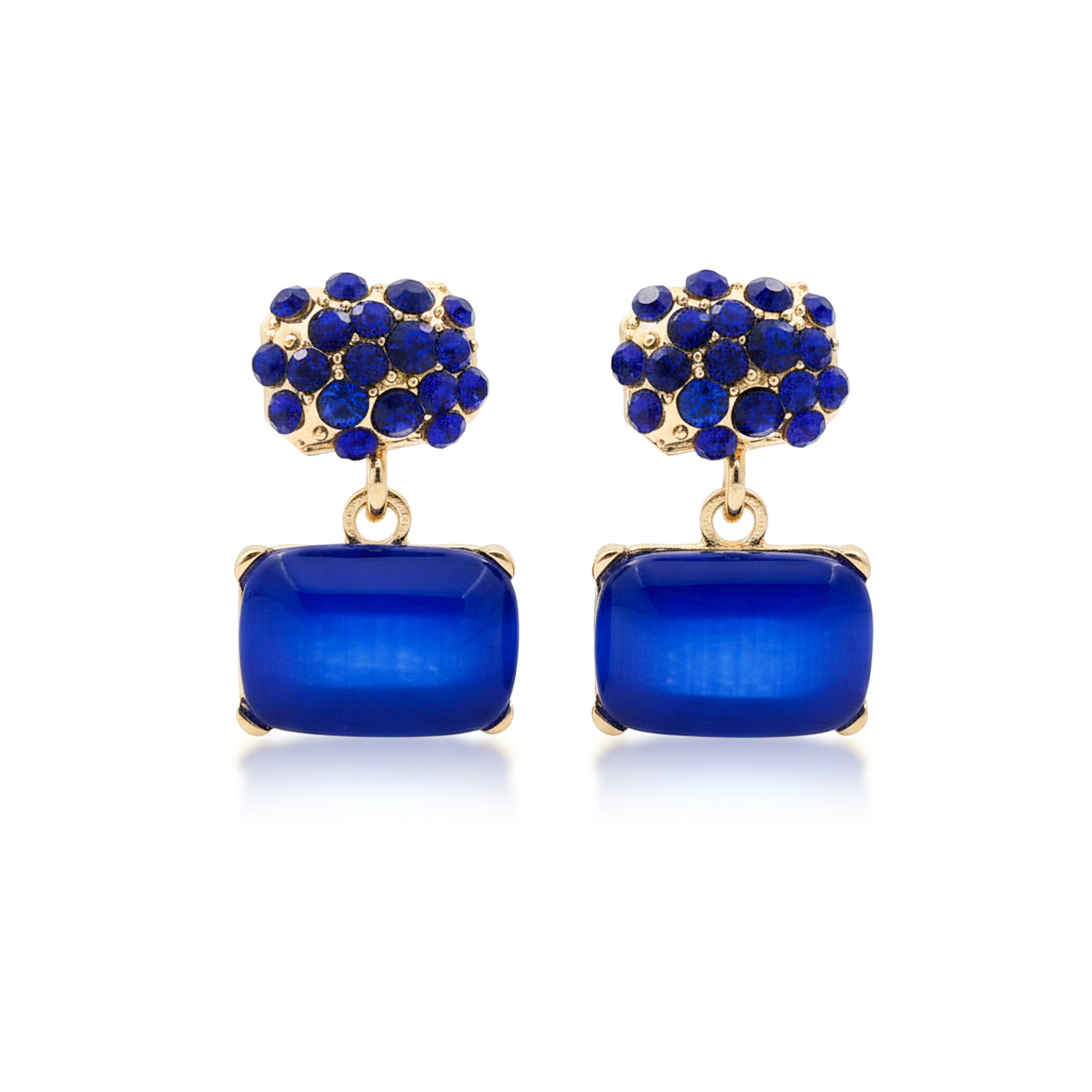 Women Stud Earrings Royal Blue Crystal Gold jewellery - Finora Jewels