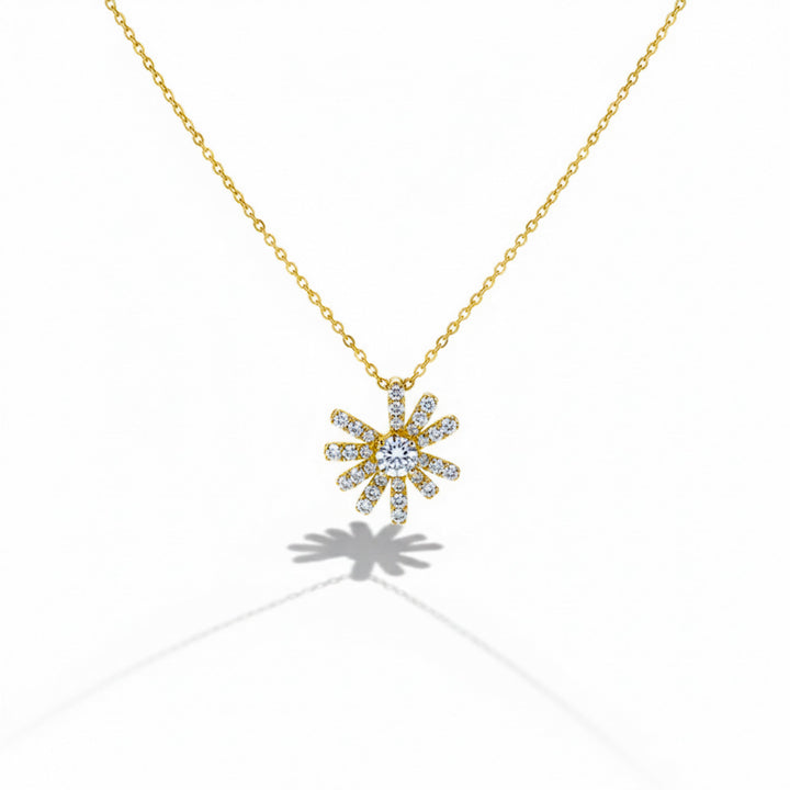 Gold Pavé Foliage Sunburst Women Link Set GWN -149