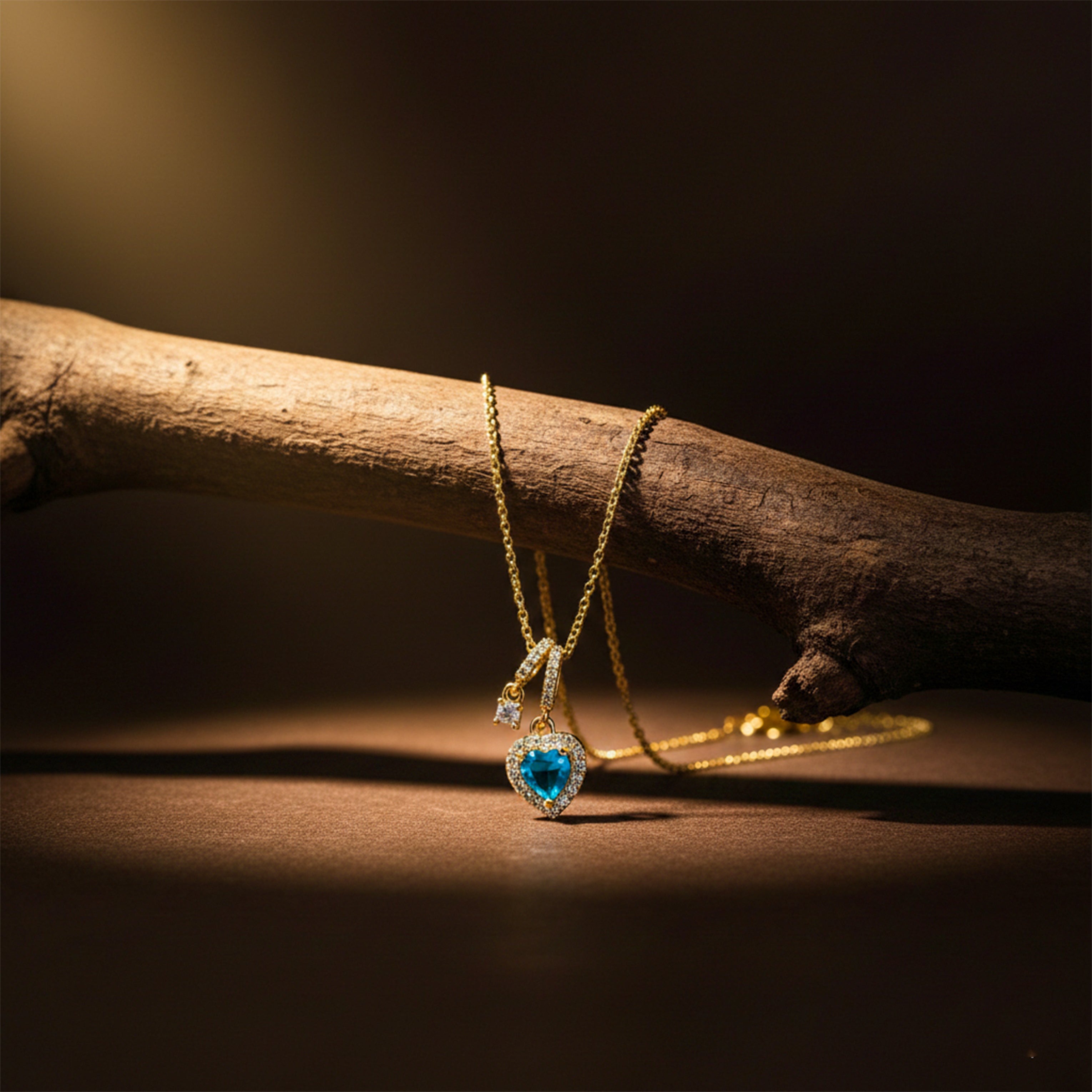 Women Necklace Blue Heart Drop Gold jewellery - Finora Jewels
