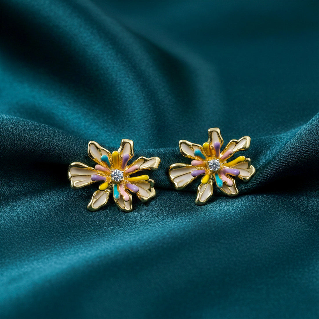 Rainbow Bloom Post Ear Studs GWE -154