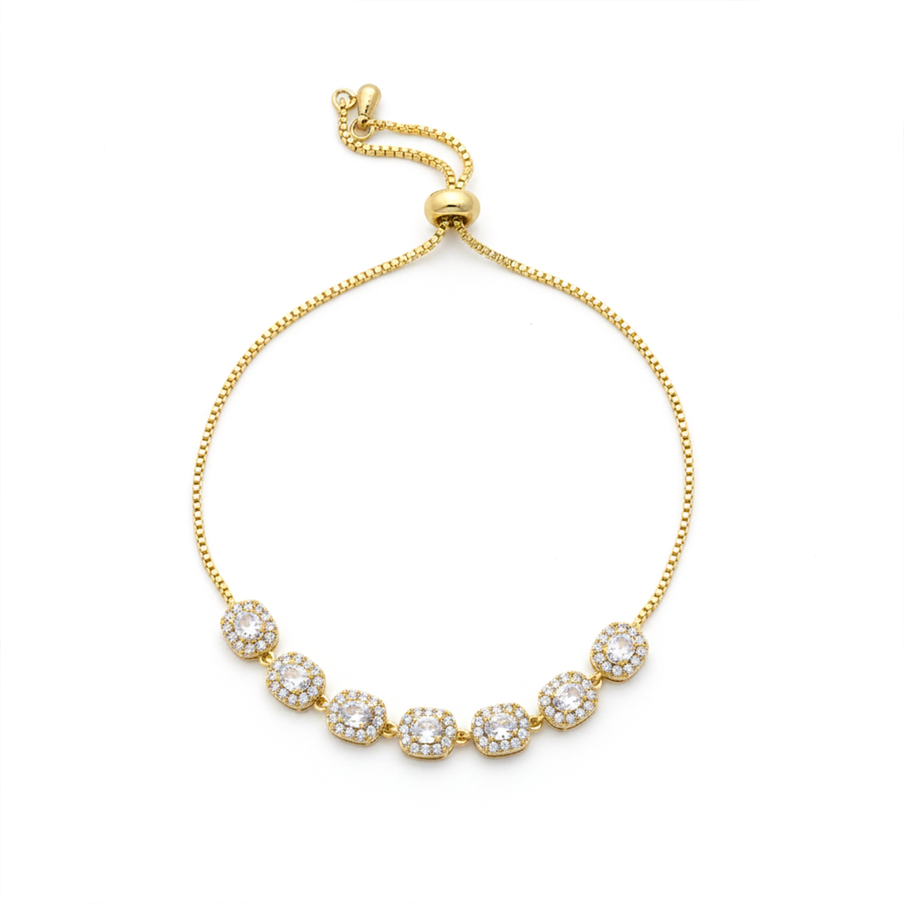 CZ Halo Link Bracelet for women in Gold - Finora Jewels