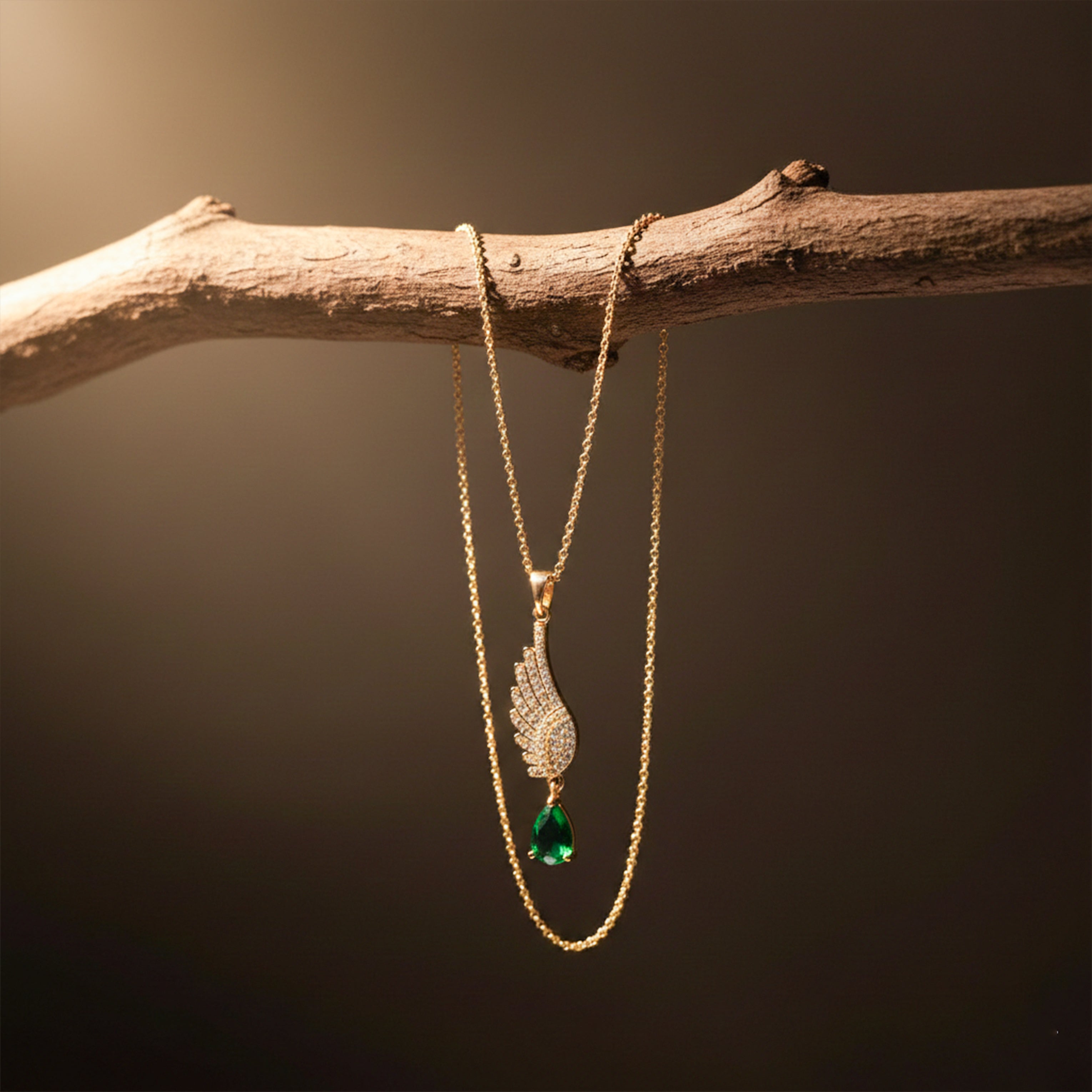 Women Necklace Wing Drop Gold jewellery - Finora Jewels
