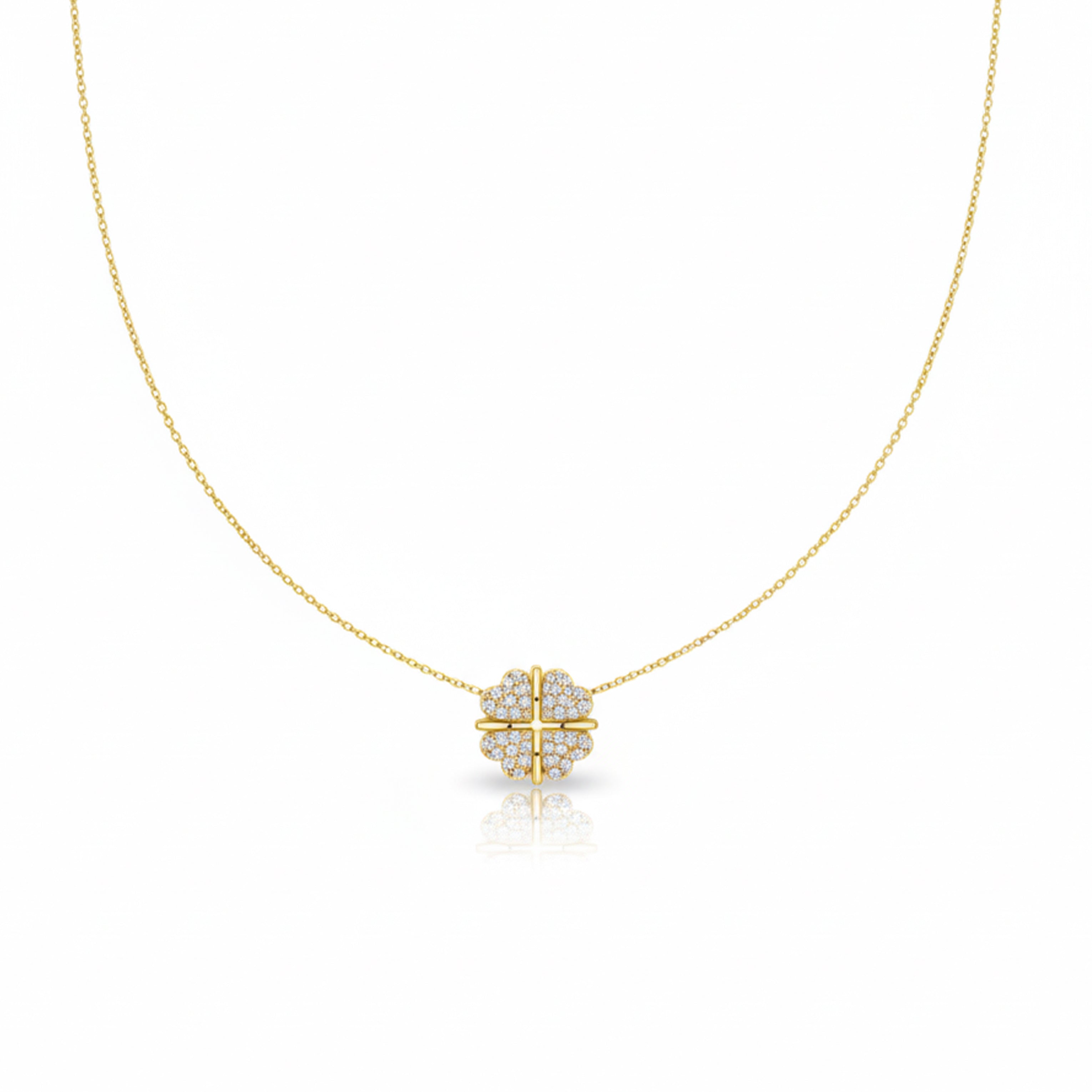 Quatrefoil Cubic Zirconia Locket Link Set GWN -138