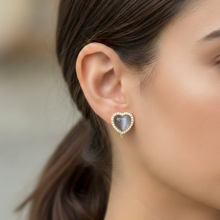 Gold-Toned Moti Love Encircled Ear Studs GWE -92