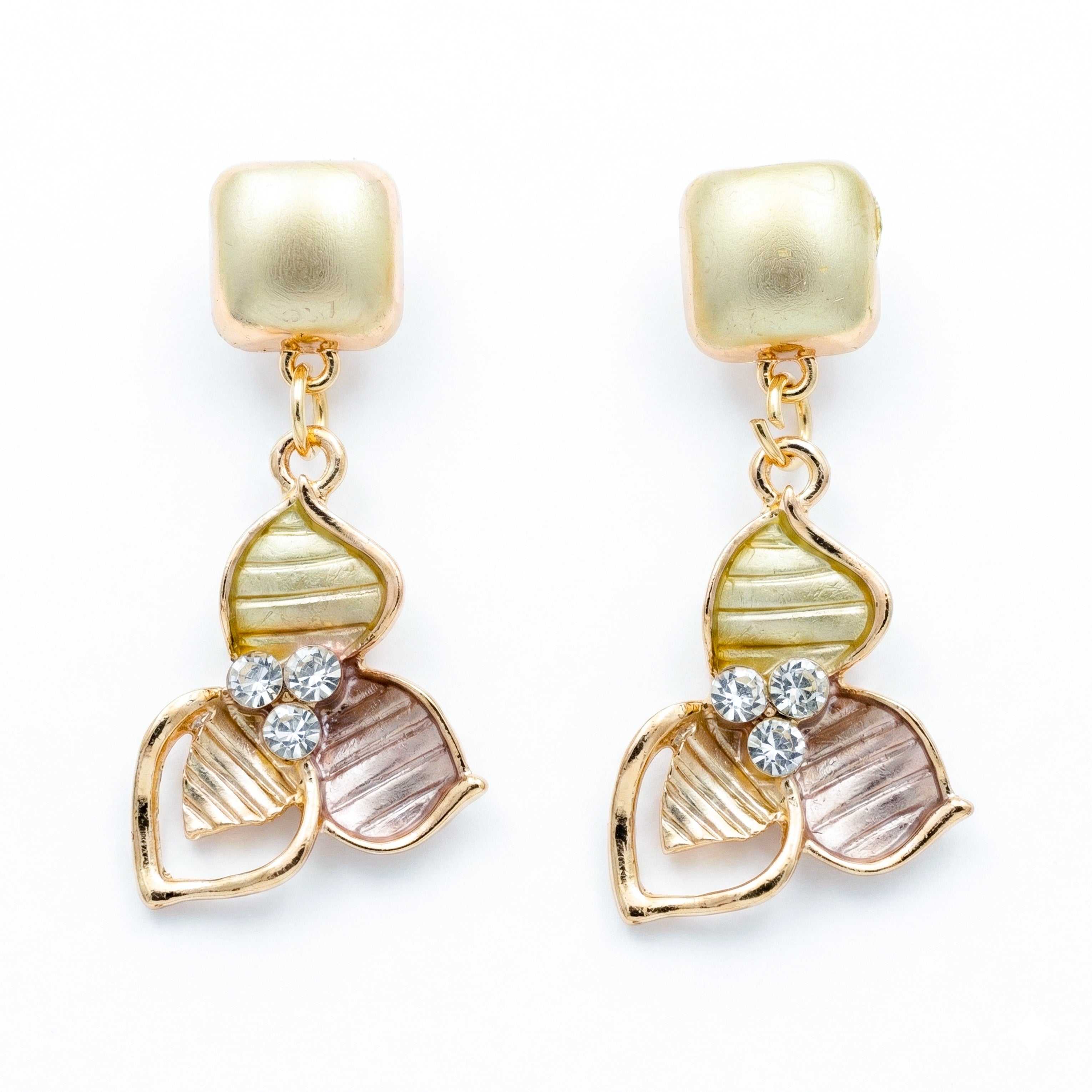 Heart Drop Stud Earrings for women in Gold - Finora Jewels