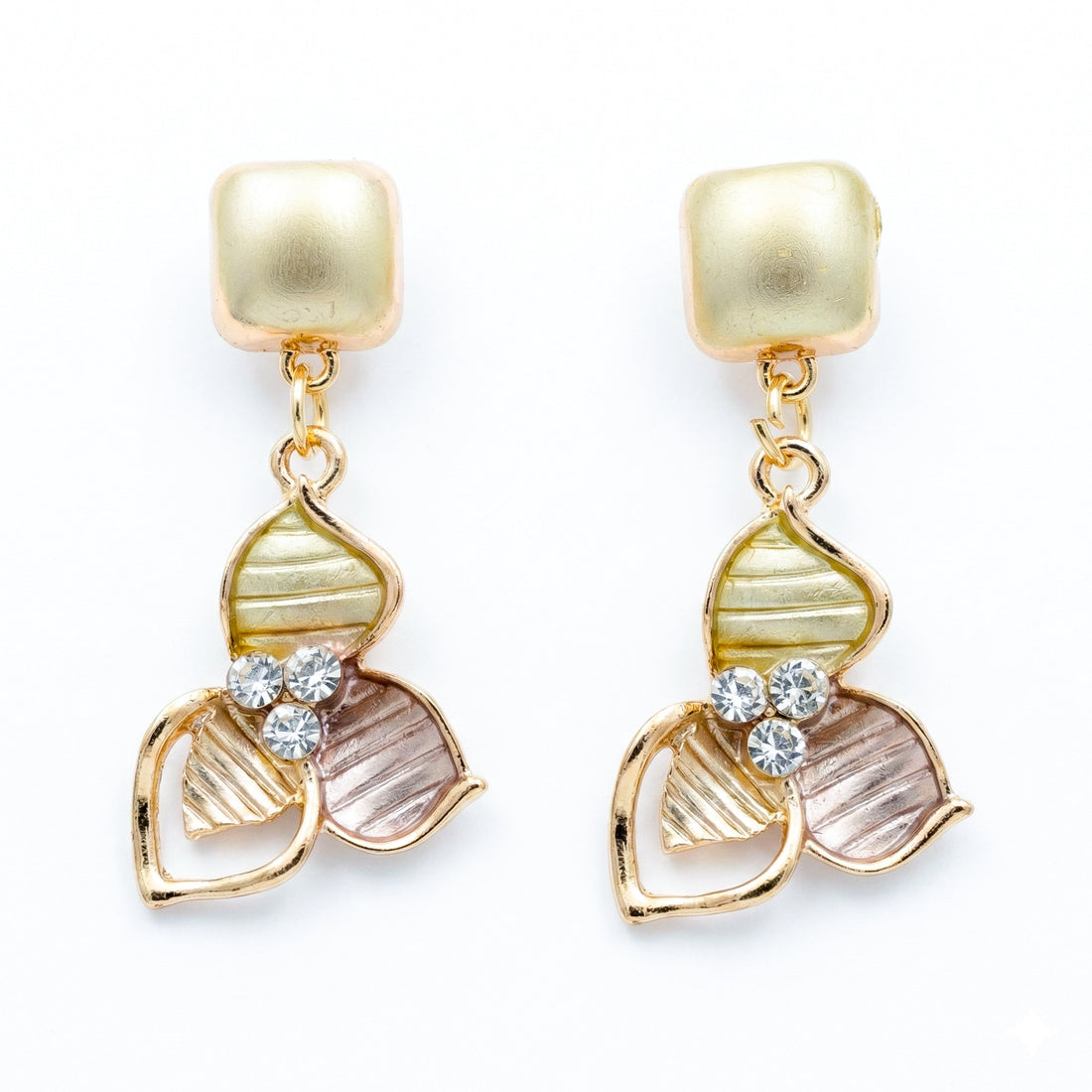Heart Drop Stud Earrings for women in Gold - Finora Jewels
