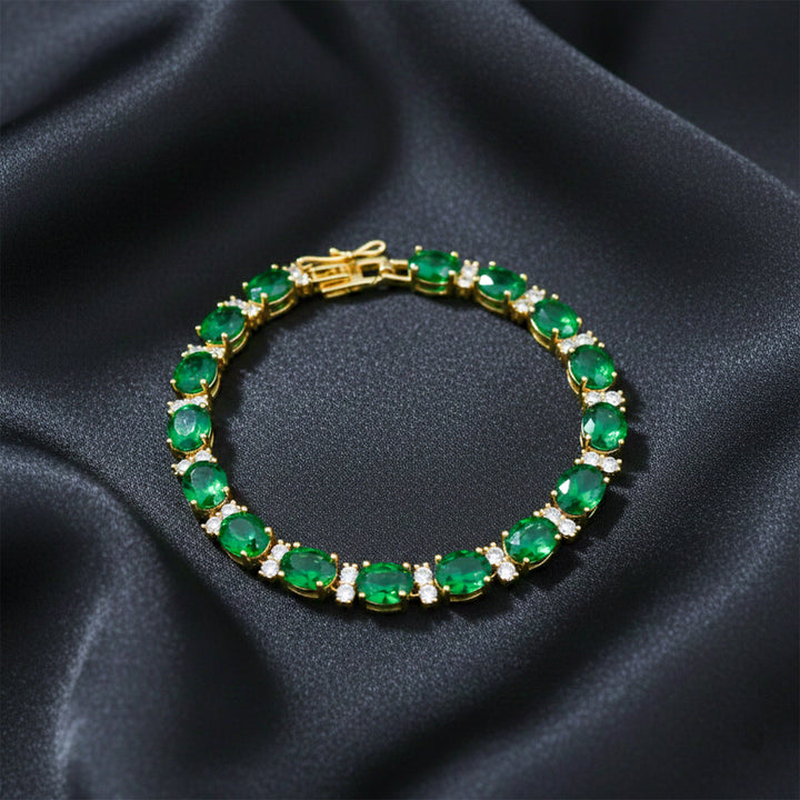 Emerald Green Oval Tennis Bracelet