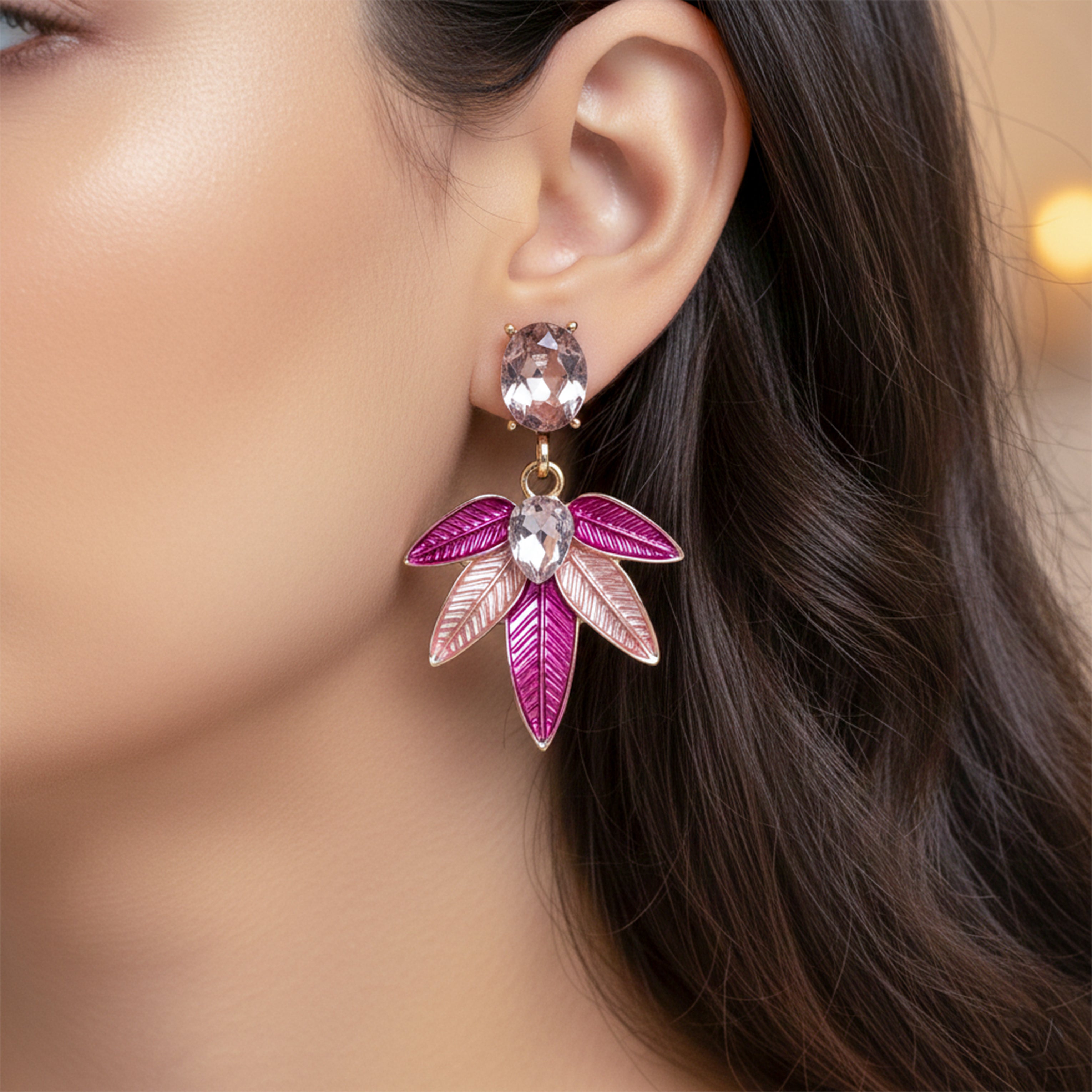 Crystal Drop Stud Earrings for women in Gold - Finora Jewels