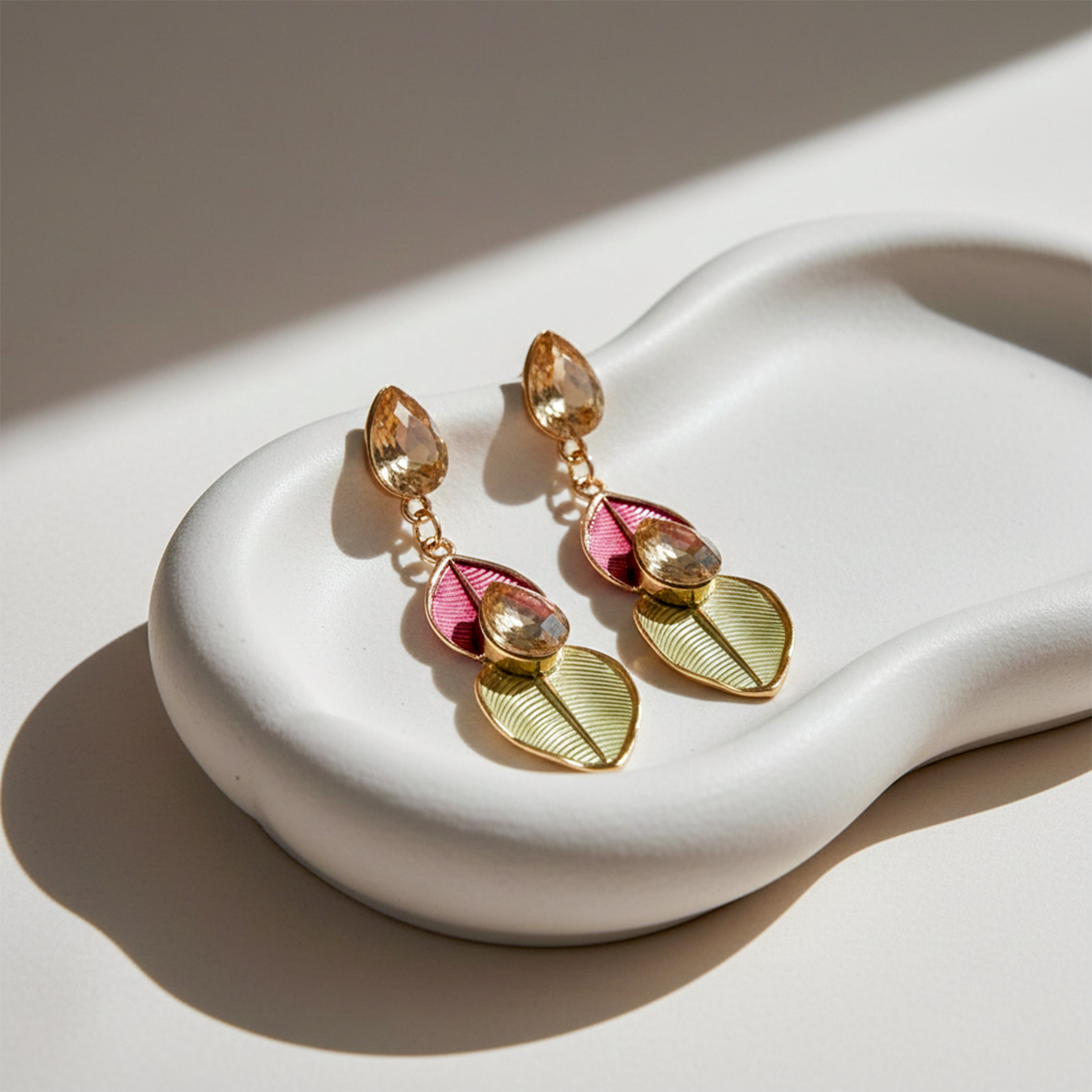 Elegant Leaf Drop Earrings for women in Gold - Finora Jewels