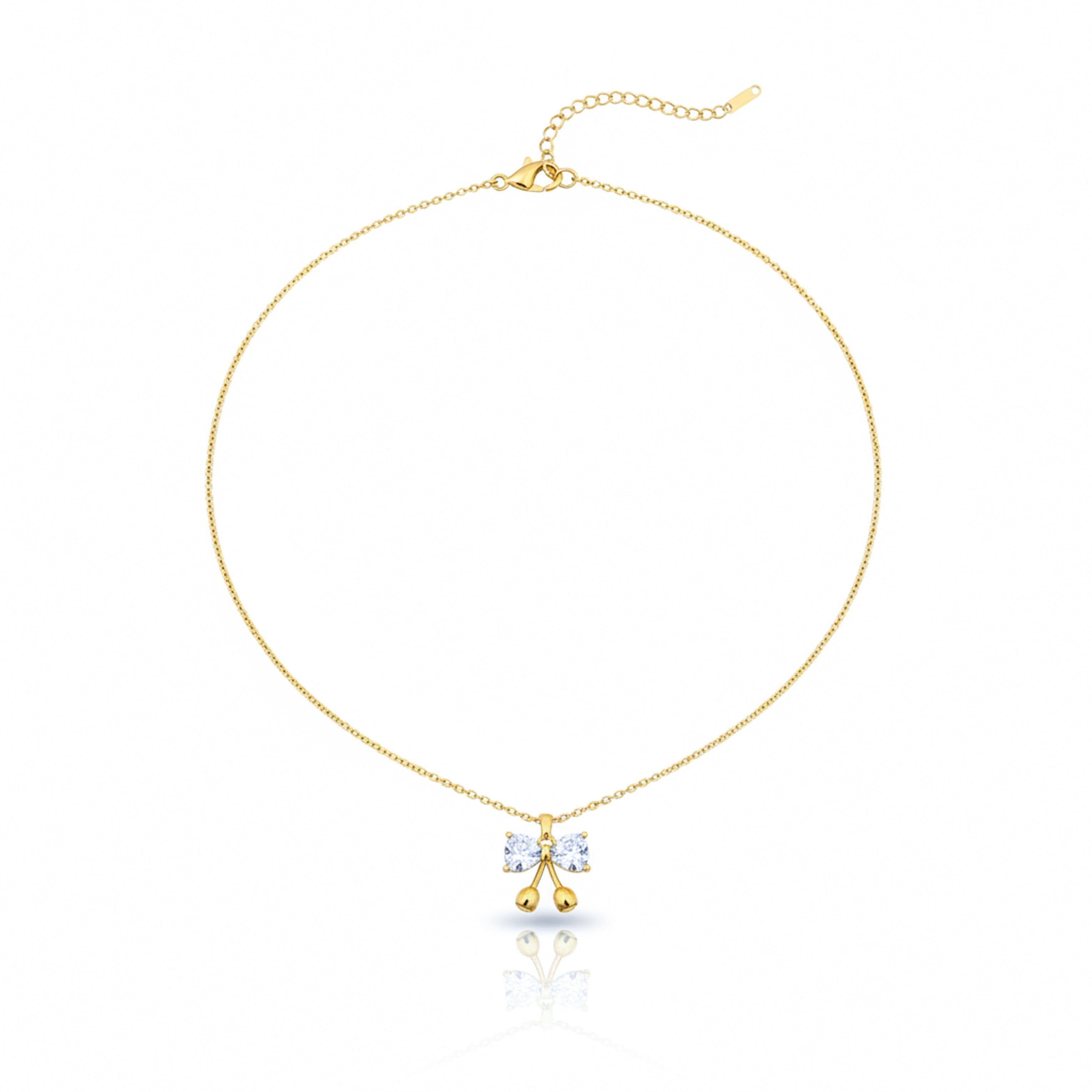 Gold Crystal Bow Drop Necklace for women - Finora Jewels
