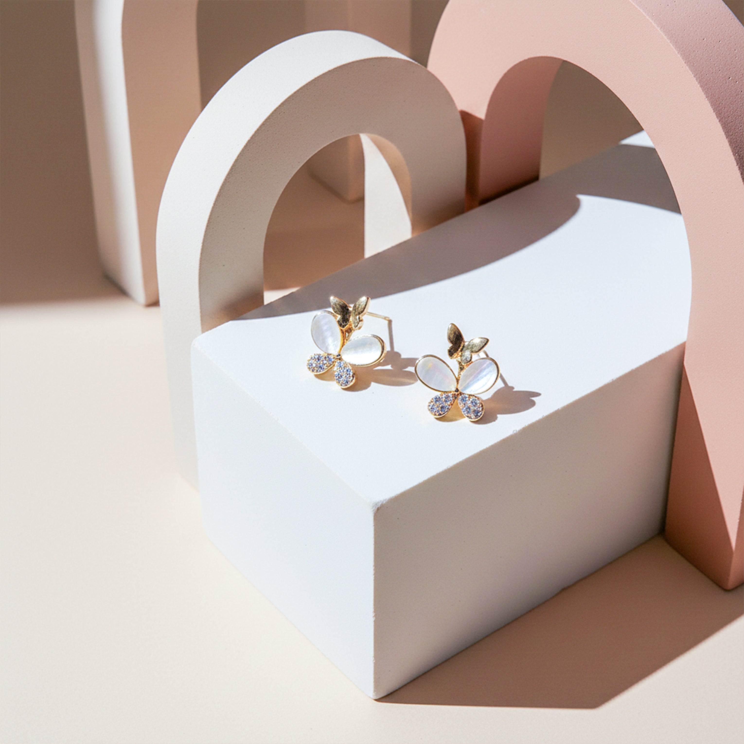 Gold-Toned Papillon Bloom Studs GWE -109