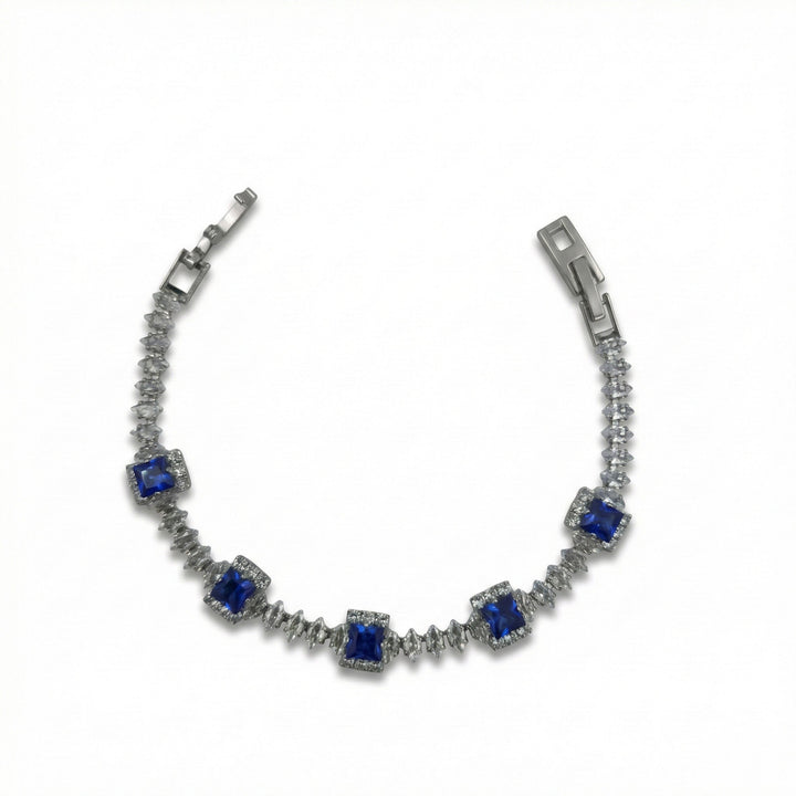 Blue Princess Halo Tennis Bracelet
