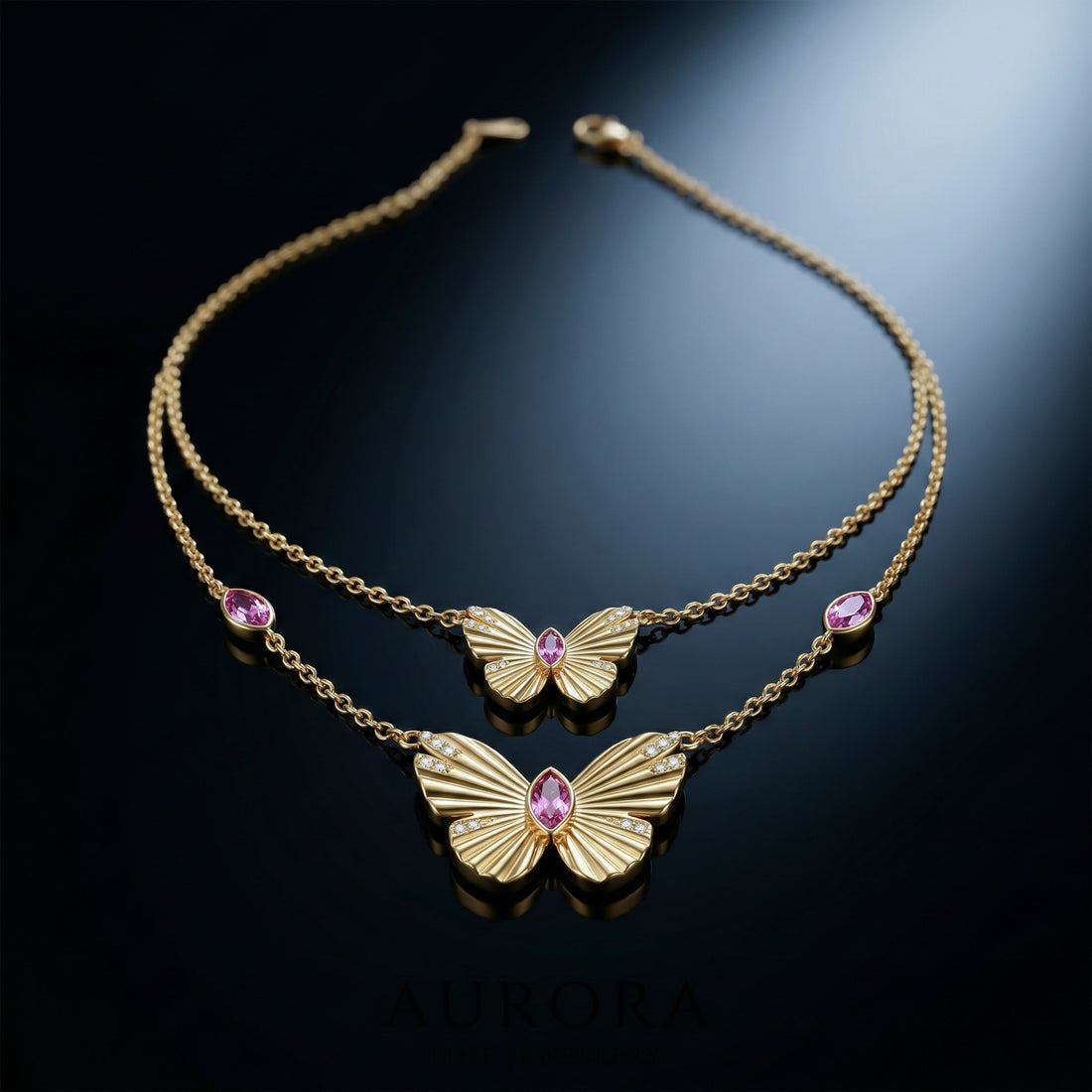 Duo-Tiered Gold-Toned Papillon Women Neckless GWN -113