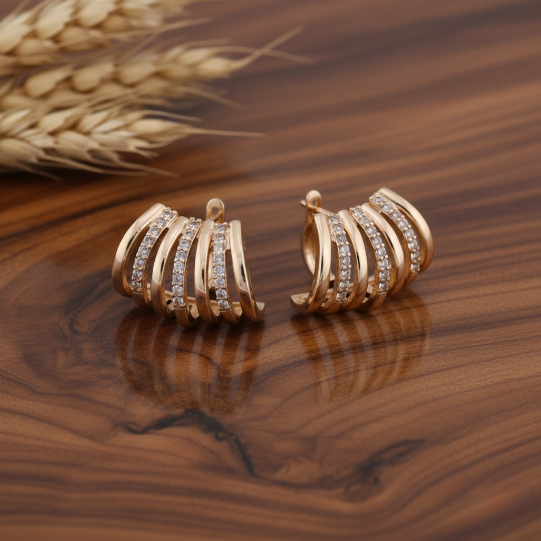 Gold-Toned Wave Studs Earring GWE -6