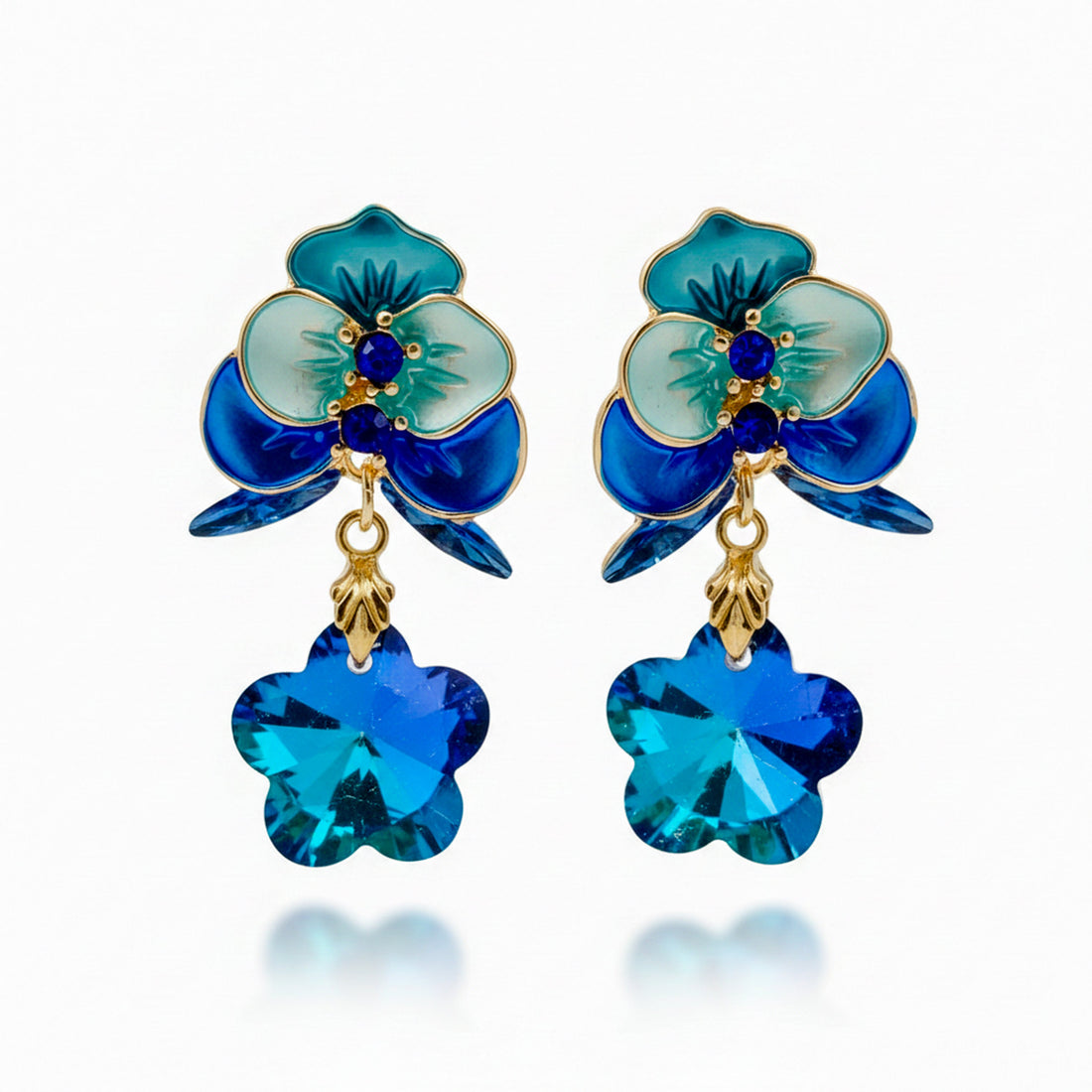 Gold Ocean Bloom Drop Earrings for women - Finora Jewels