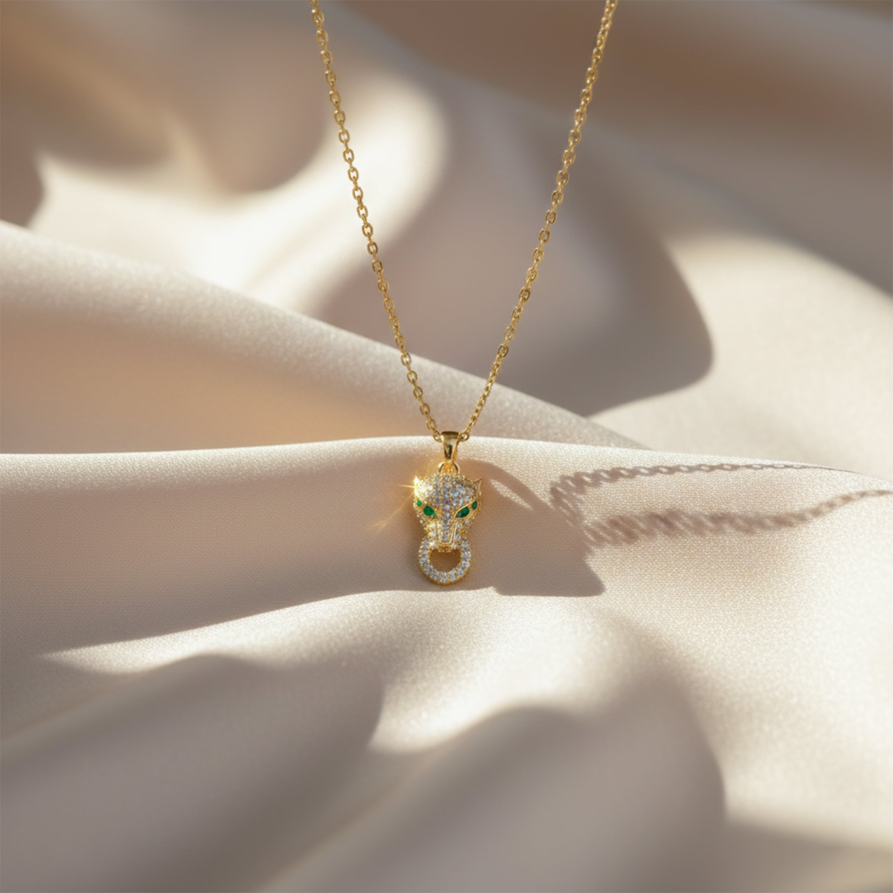 Gold Panther Zirconia Locket Link Set GWN -81