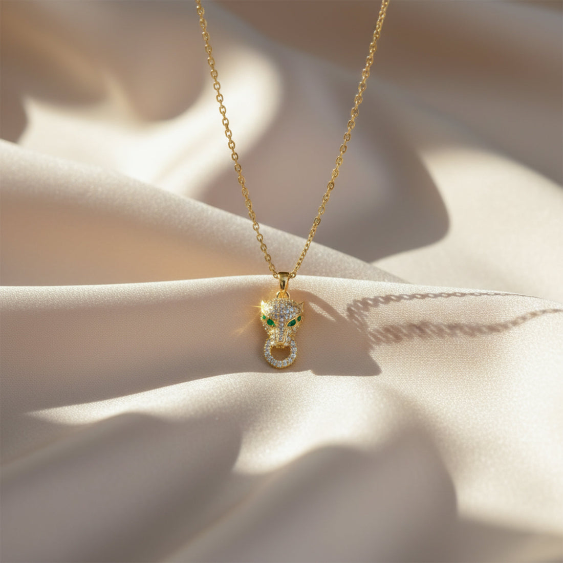 Gold Panther Zirconia Locket Link Set GWN -81