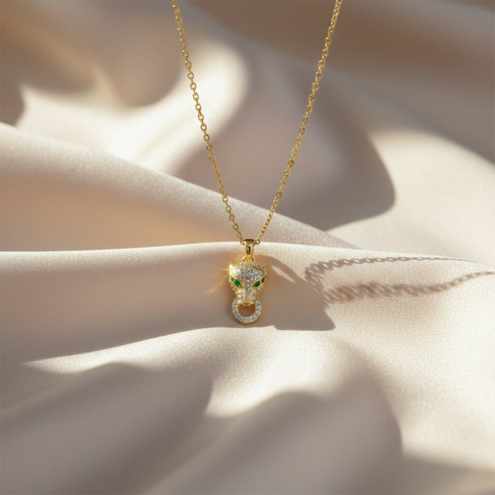 Gold Panther Zirconia Locket Link Set GWN -81