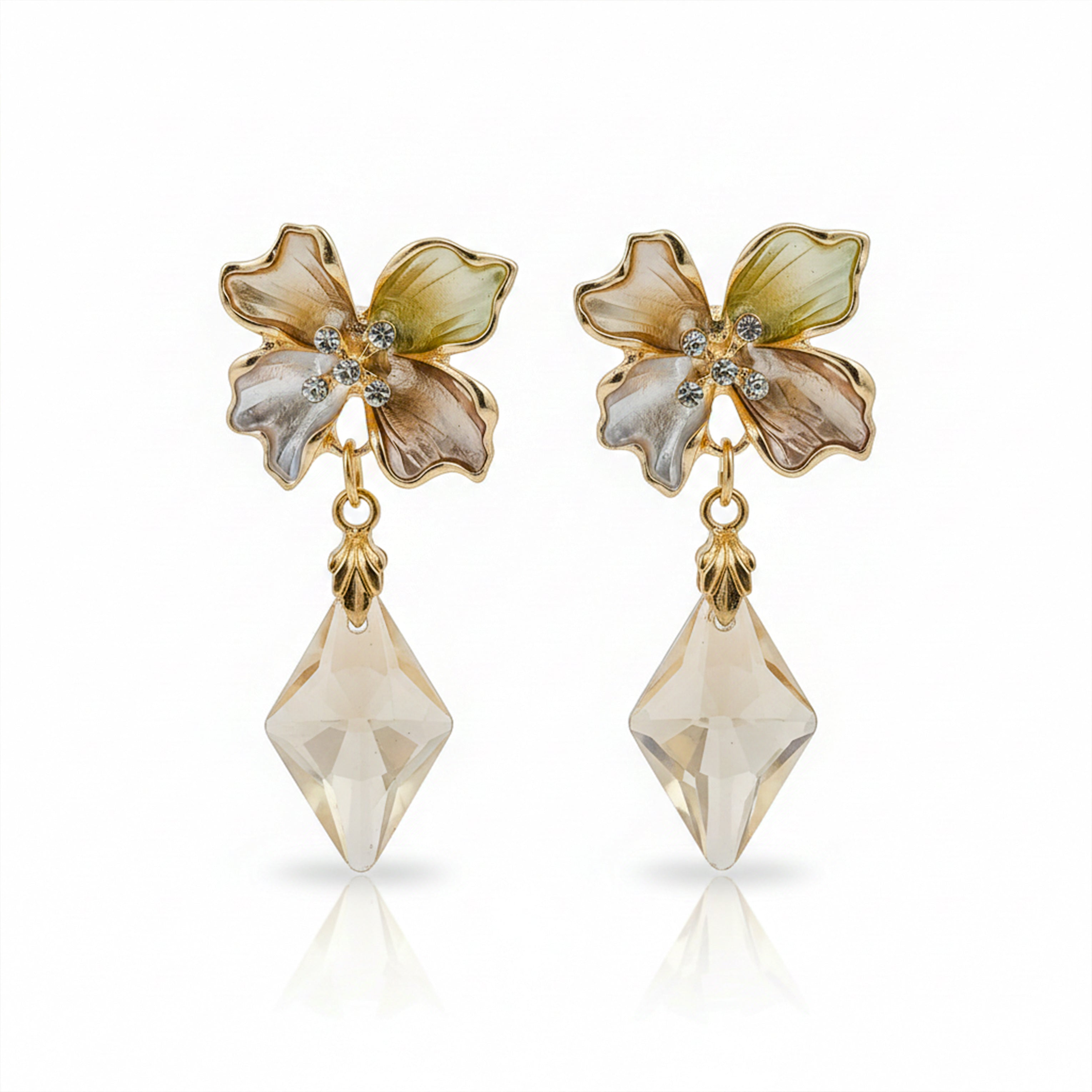 Cubic Zirconia Dangle Ear Studs GWE -208