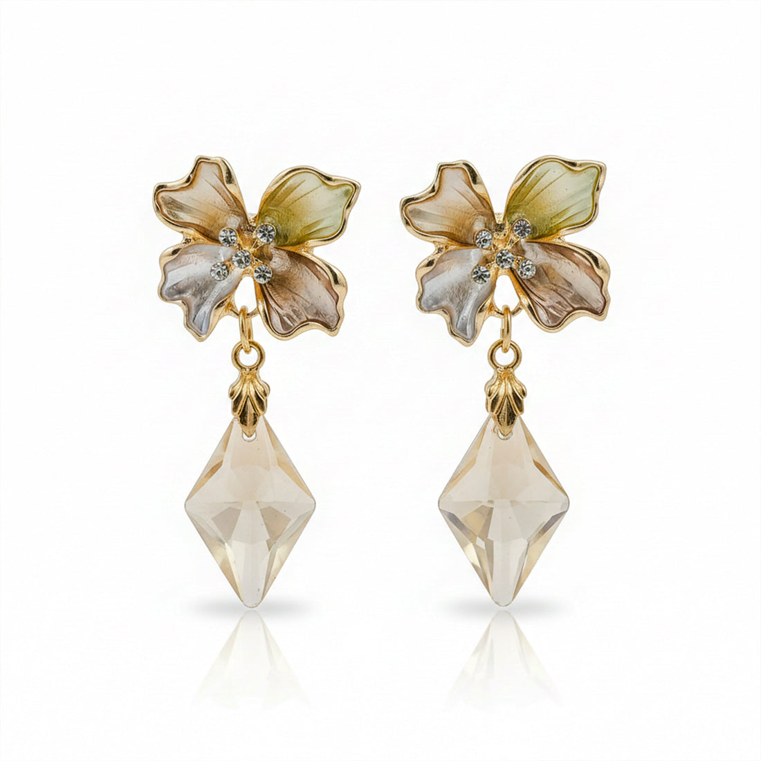 Cubic Zirconia Dangle Ear Studs GWE -208