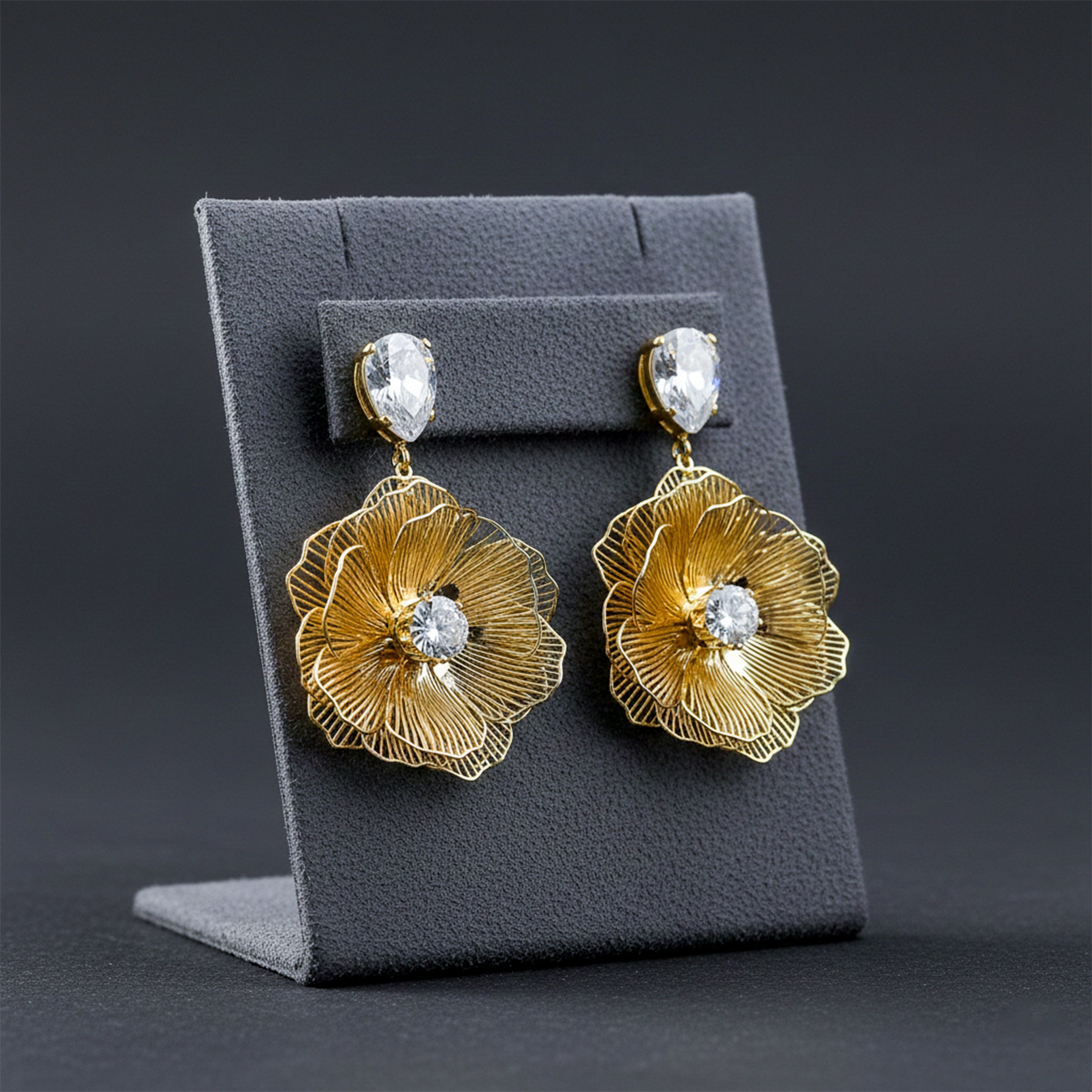 Petal Bloom Stud Earrings for women in Gold - Finora Jewels