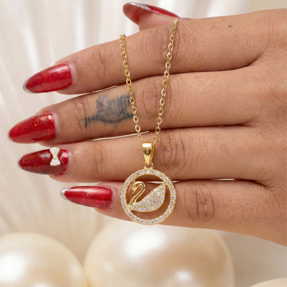 Swan Graceful Locket Link Set GWN -8