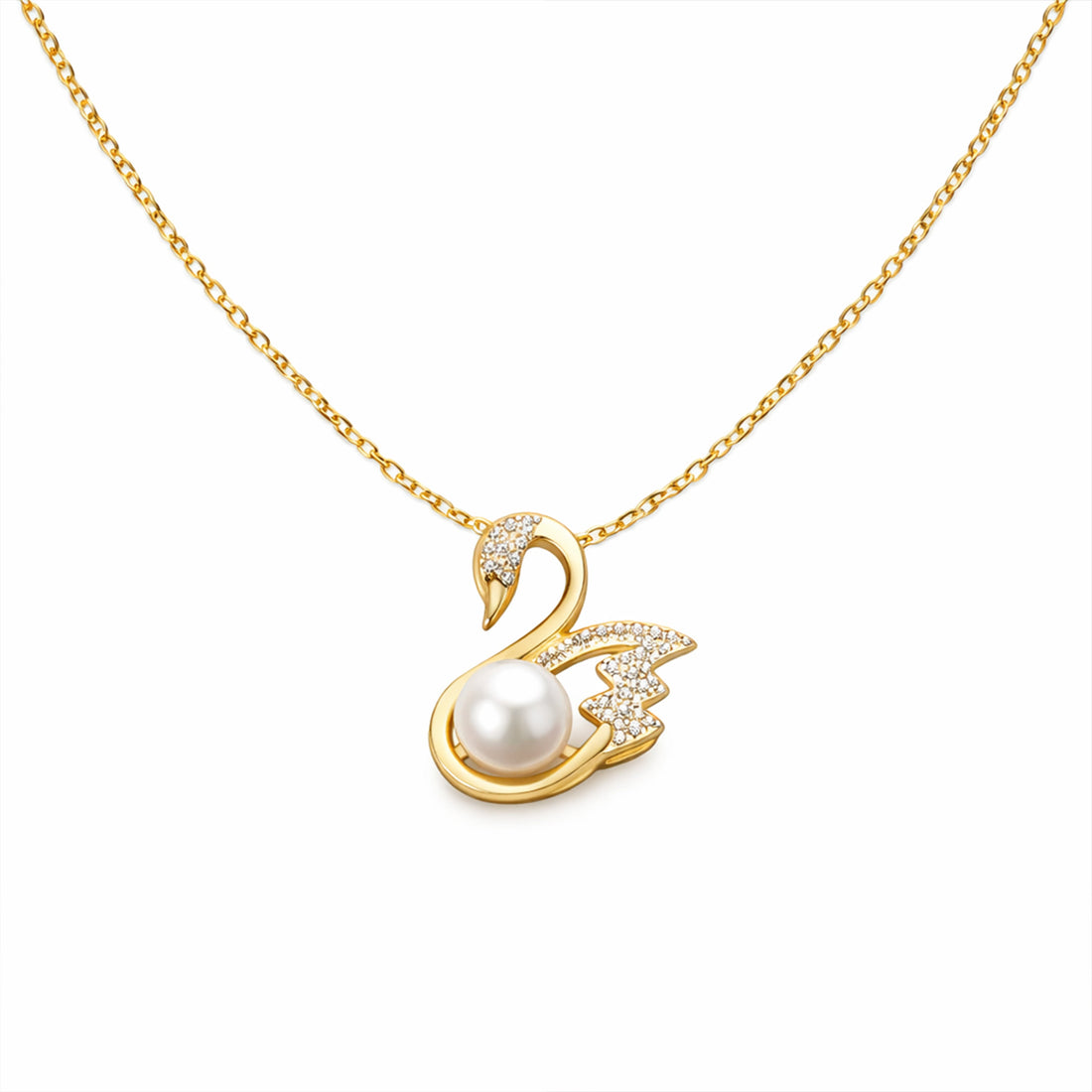 Gold-Toned Swan Moti Locket Link Set GWN -35