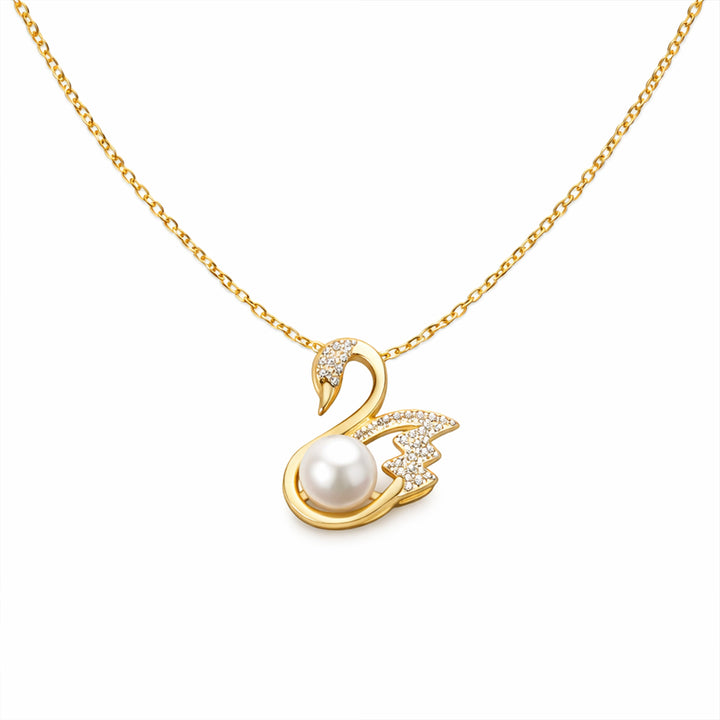 Gold-Toned Swan Moti Locket Link Set GWN -35