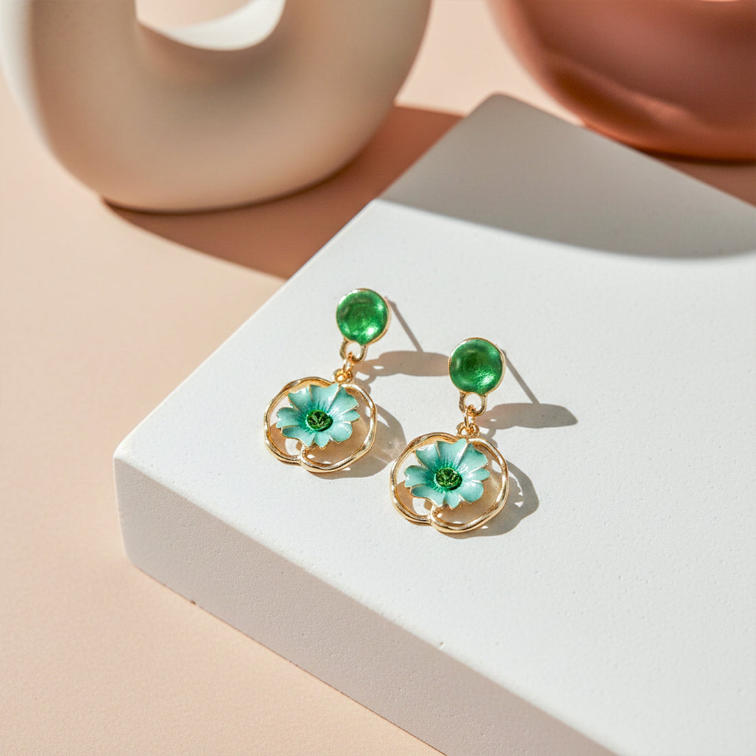 Bloom Gold Dangle Ear Studs GWE -191