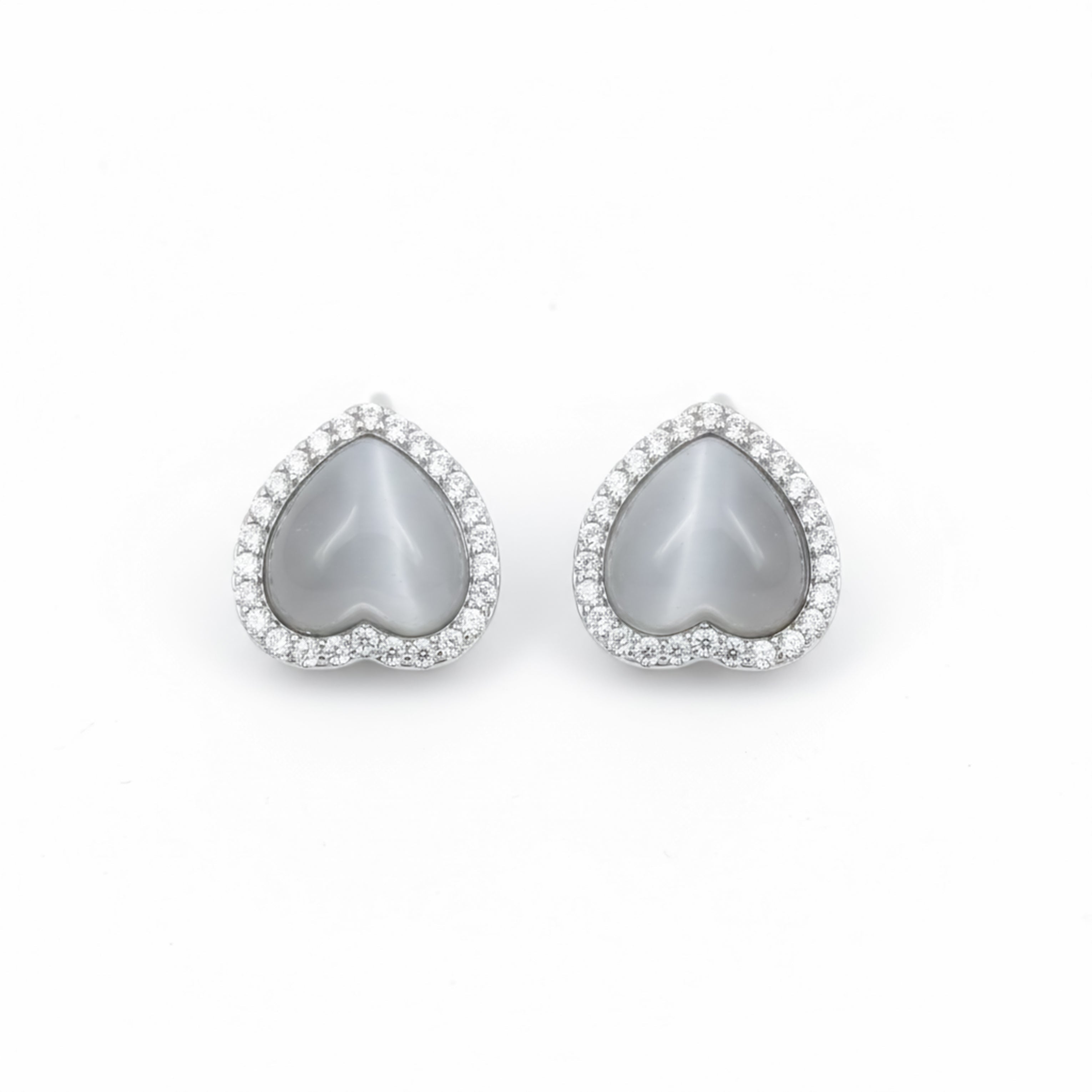 Women Stud Earrings Grey Heart Halo Stud Silver jewellery - Finora Jewels